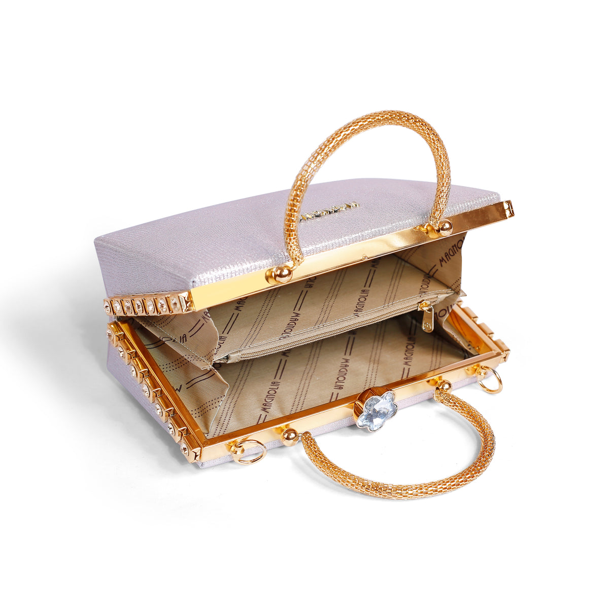 Magnolia Rose Gold Jute Gillter Women Clutch