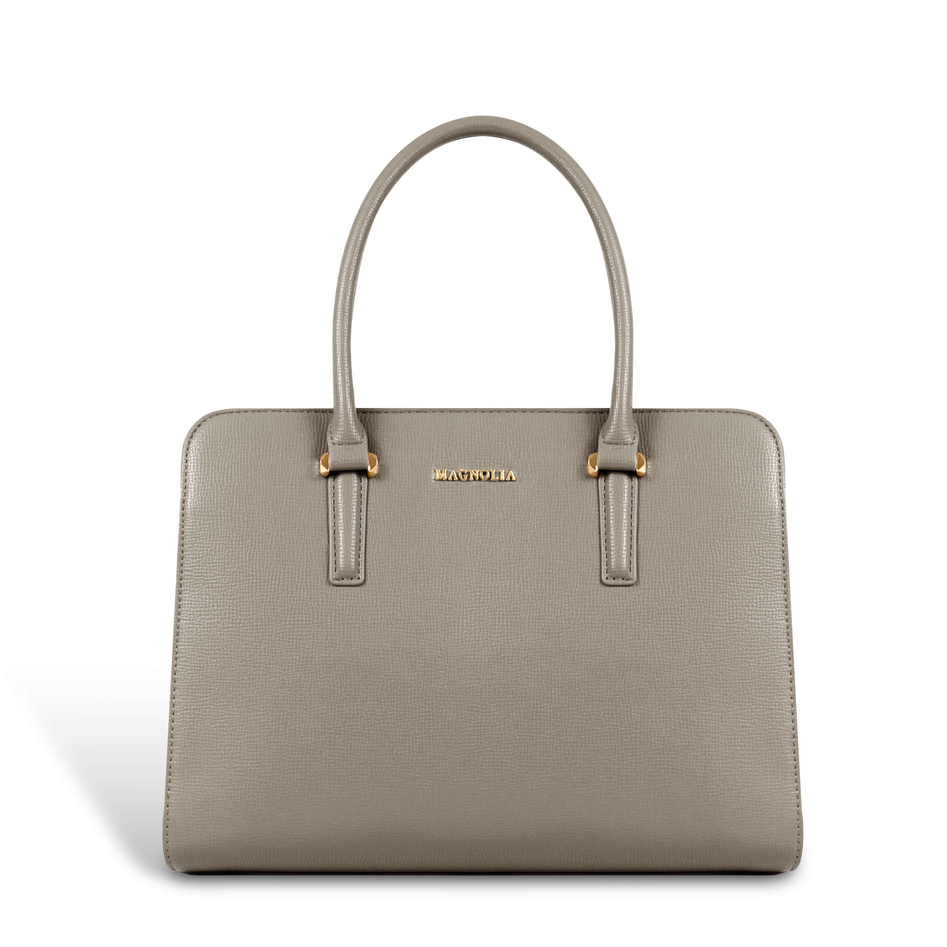 Magnolia® Prime Beige Carryall Vegan LeatherHandbag with Spacious Interior & Long Strap – Bronze