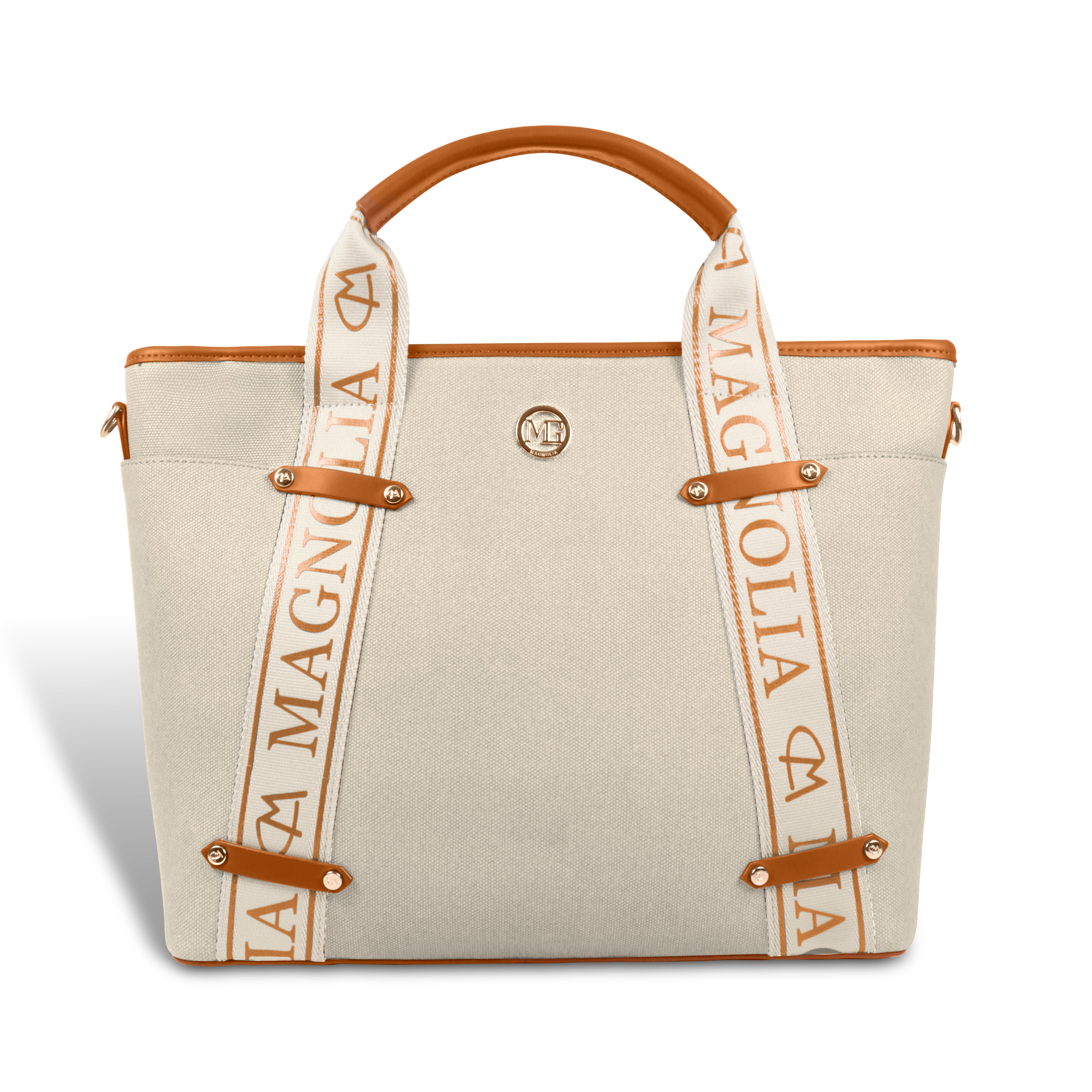 Magnolia® Vegan Leather Tan Handbag – 15L Spacious Tote for Everyday & Work Use