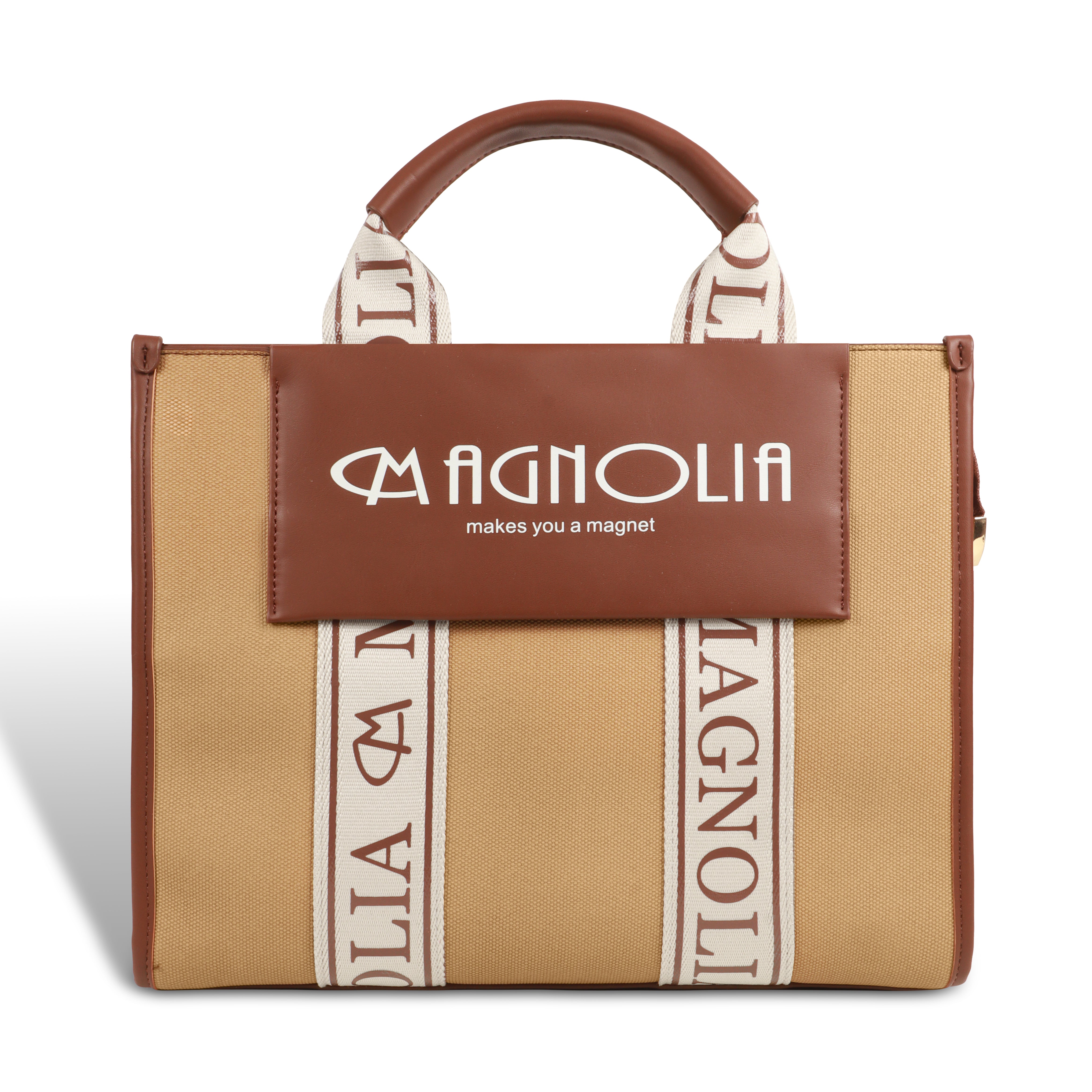 Magnolia® Premium Faux Leather Handbag – 10L Spacious Everyday & Office Bag | Khaki