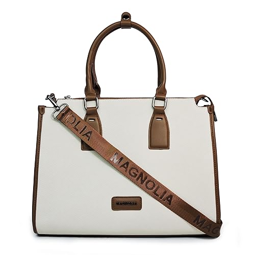 Magnolia® Premium Faux Leather Handbag – 10L Spacious Everyday & Office Bag Beige