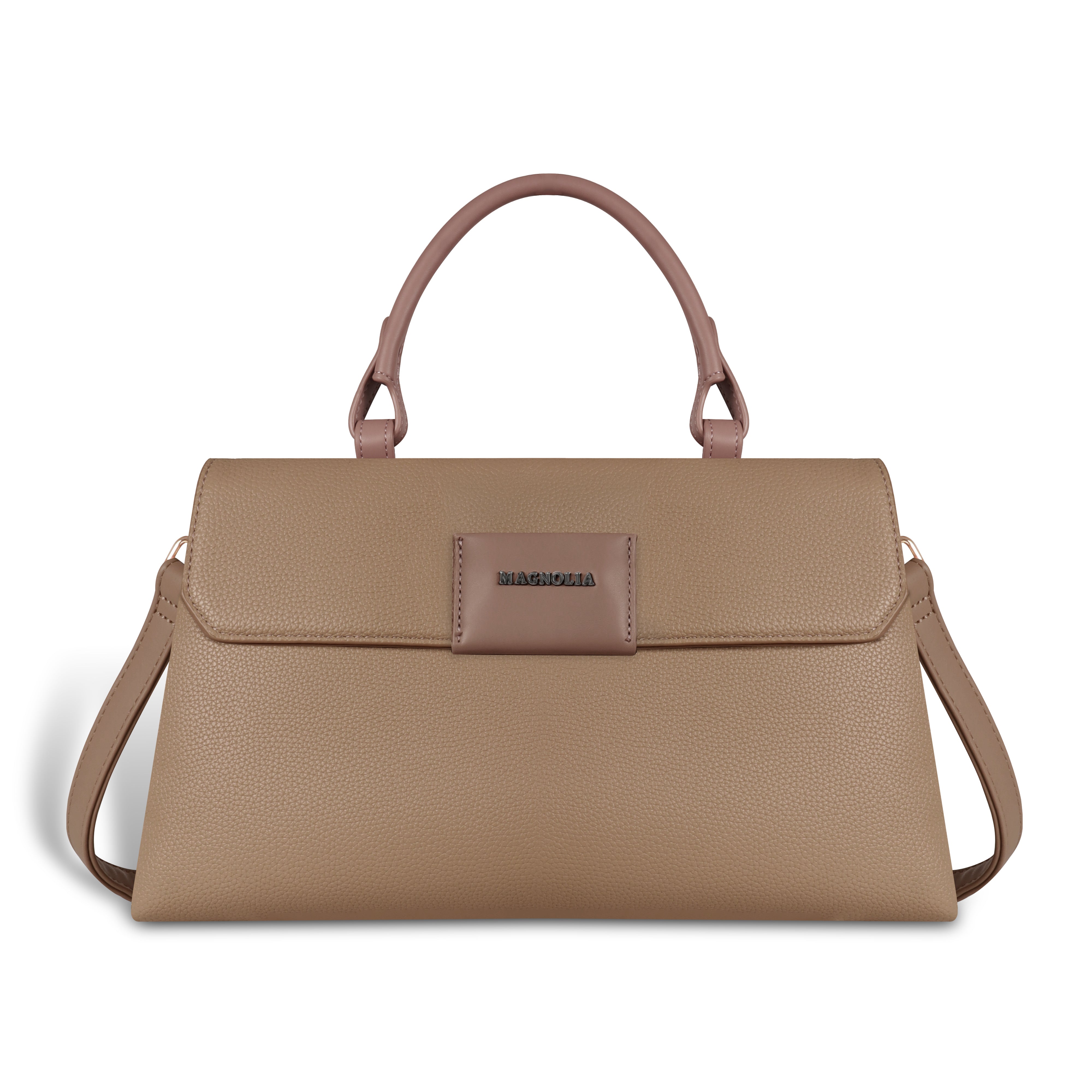 Magnolia Taupe Vegan Leather Handbag for Women | 12L Spacious Everyday & Work Bag with Long Strap