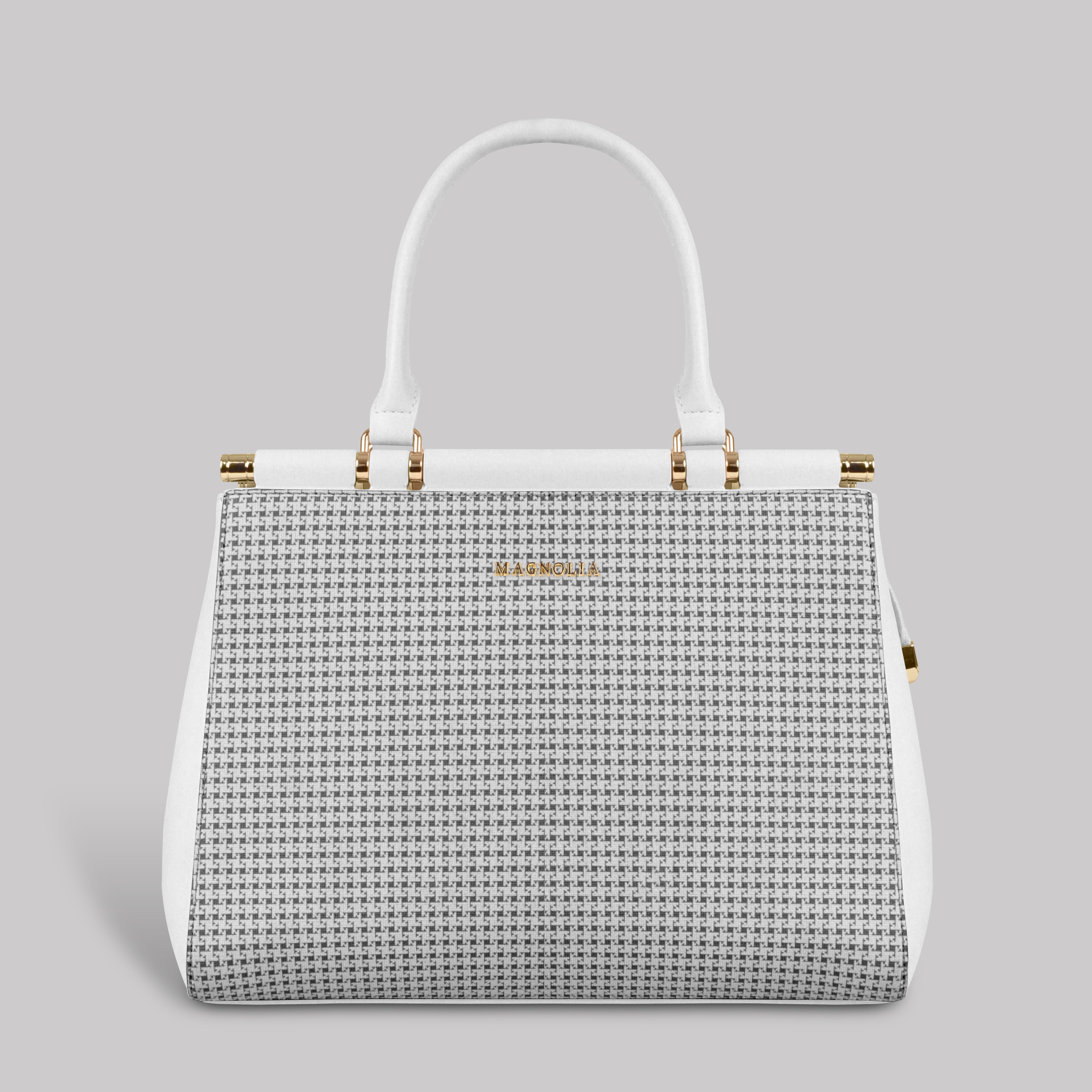 Magnolia Woven Texture Handbag | White | 10L Storage | Adjustable Strap | Spacious Interior