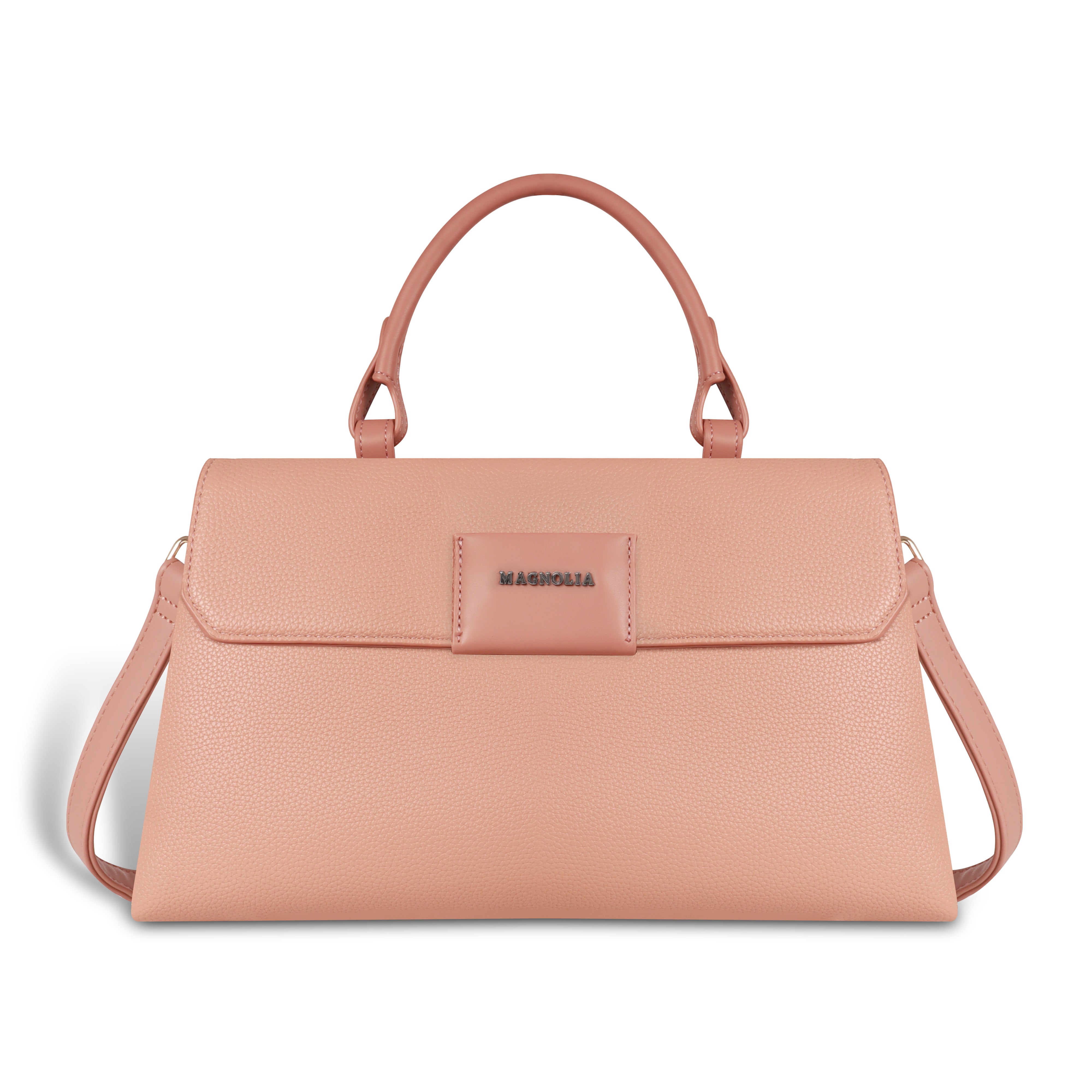 Magnolia Blush Pink Vegan Leather Handbag for Women | 12L Spacious Everyday & Work Bag with Long Strap