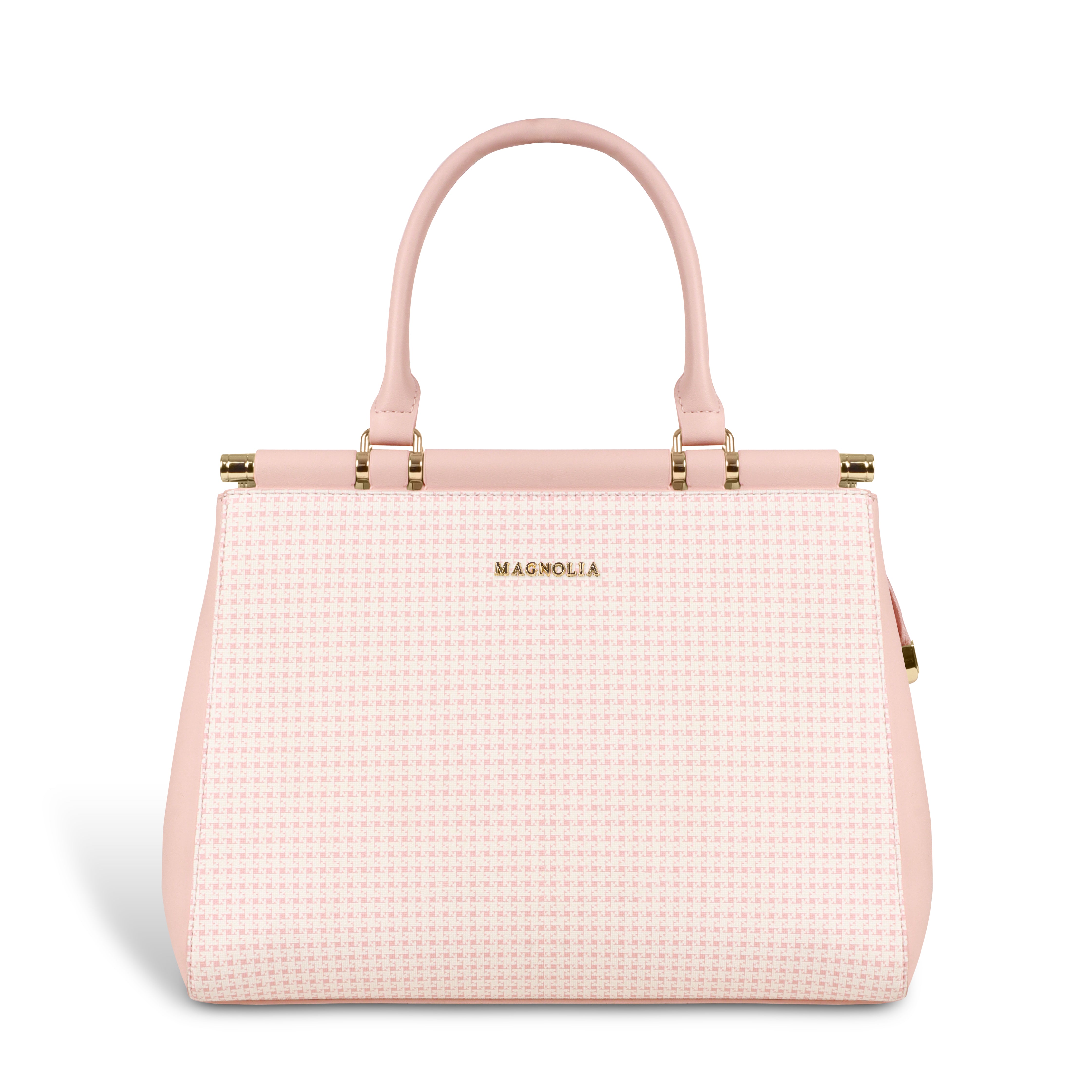 Magnolia Woven Texture Handbag | Pastel Pink | 10L Storage | Adjustable Strap | Spacious Interior