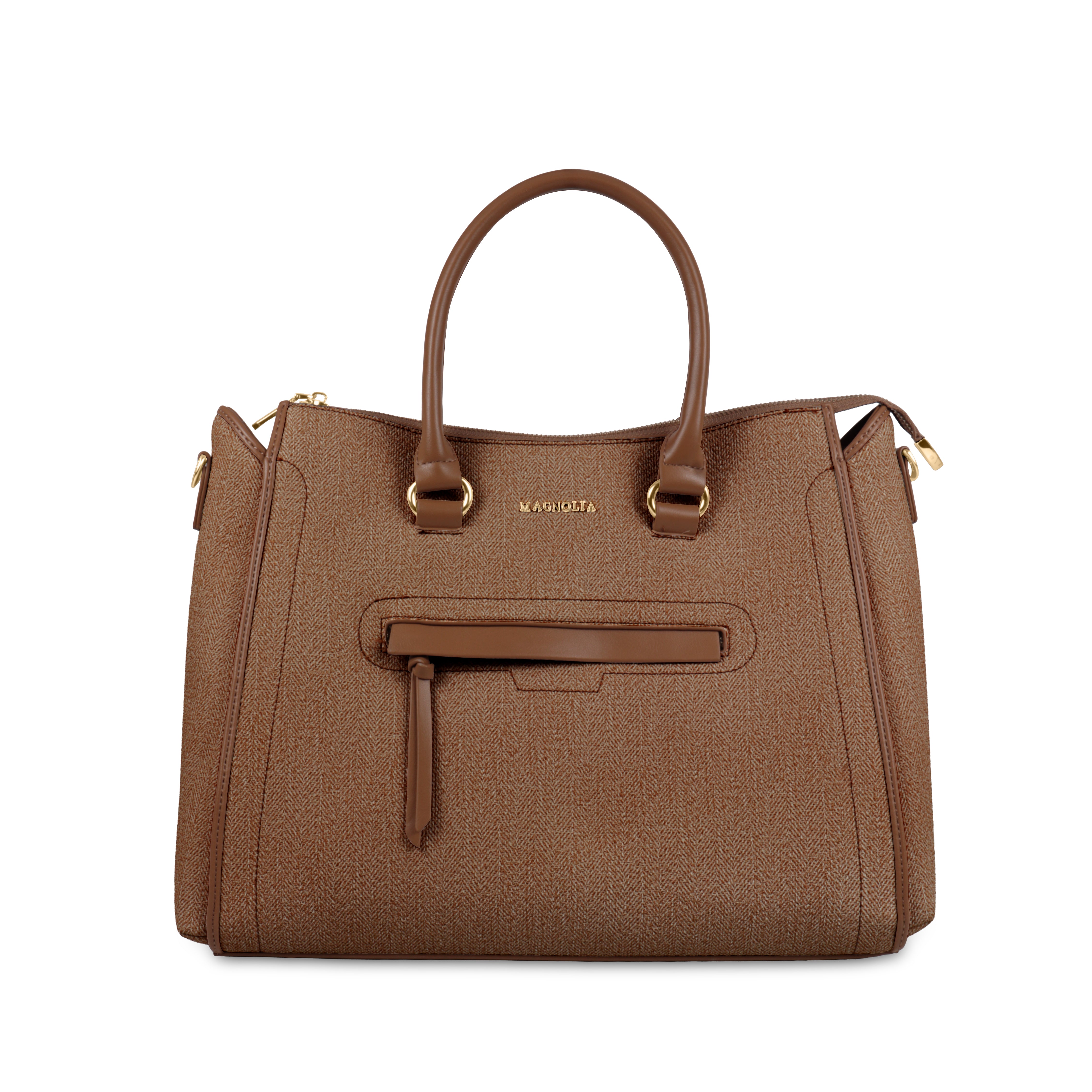 Magnolia Stylish Textured Handbag for Women - Elegant Shoulder Tote with Detachable Strap