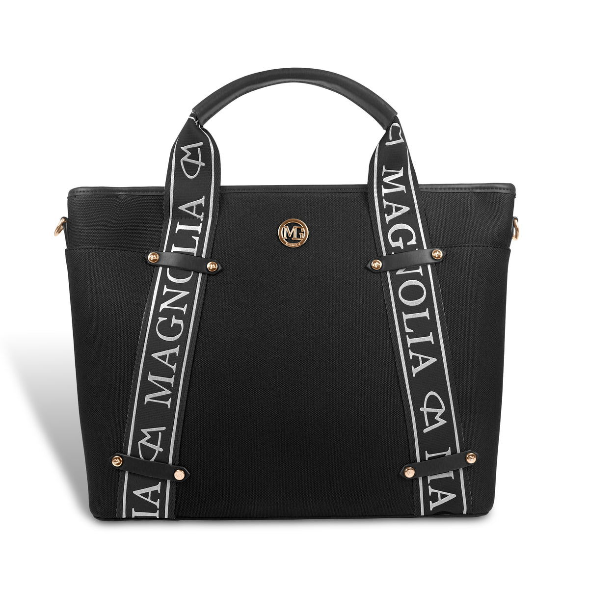 Magnolia® Vegan Leather Black Handbag – 15L Spacious Tote for Everyday & Work Use