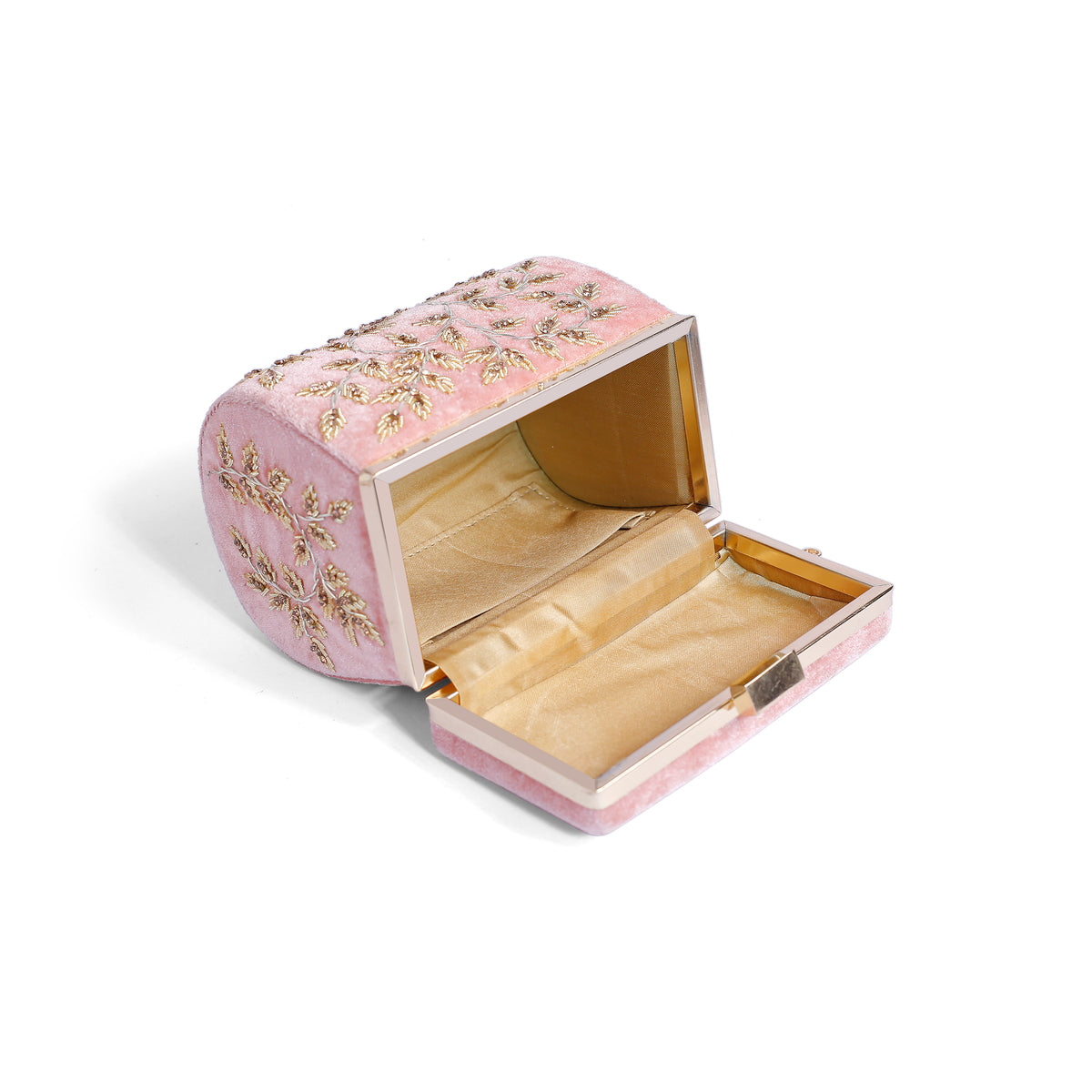 Magnolia Pink Velvet Embroidery Women Clutch