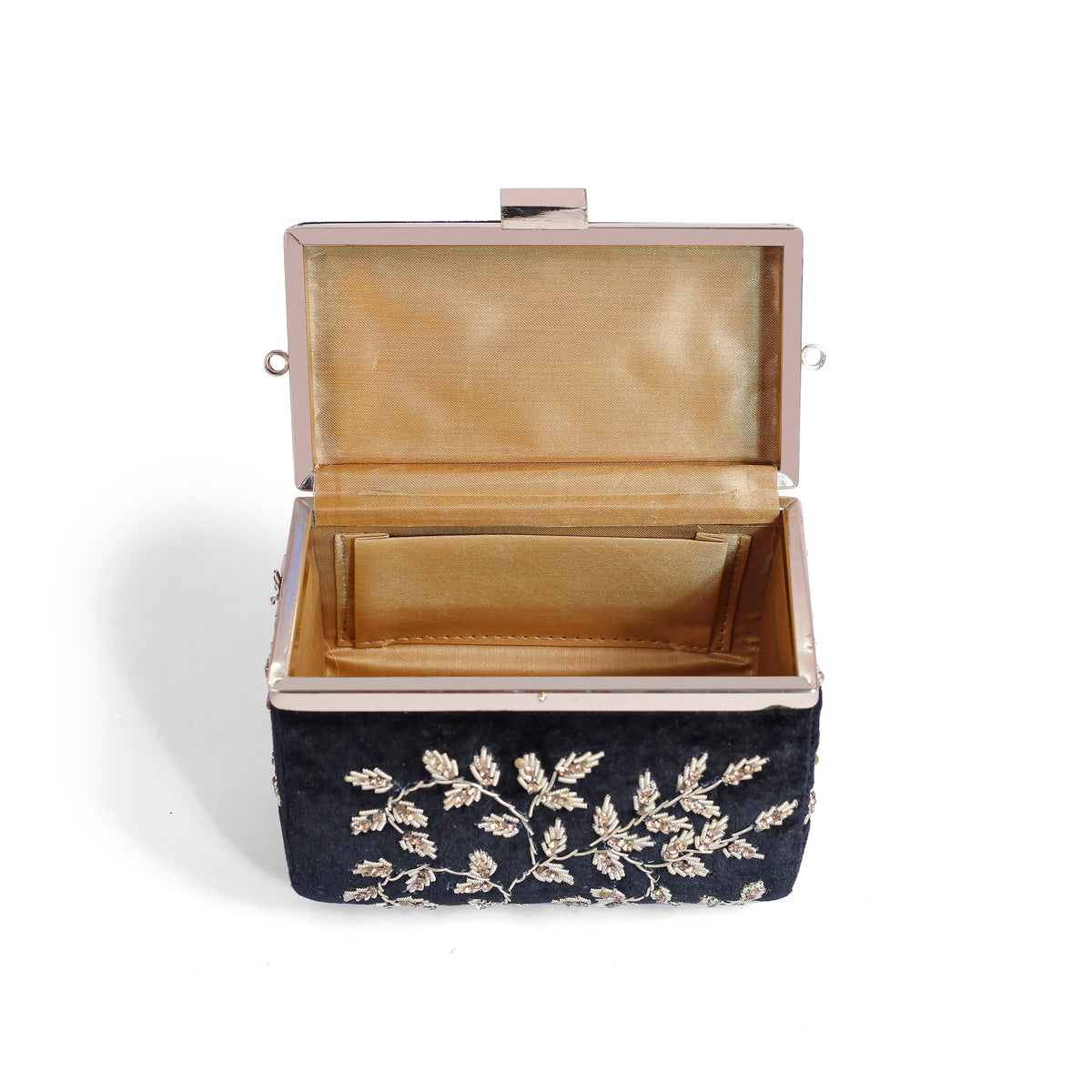 Magnolia Black Velvet Embroidery Women Clutch