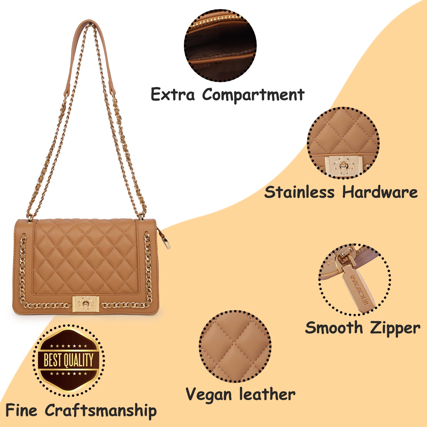 Magnolia Daphne Quilted Sling Bag Brown