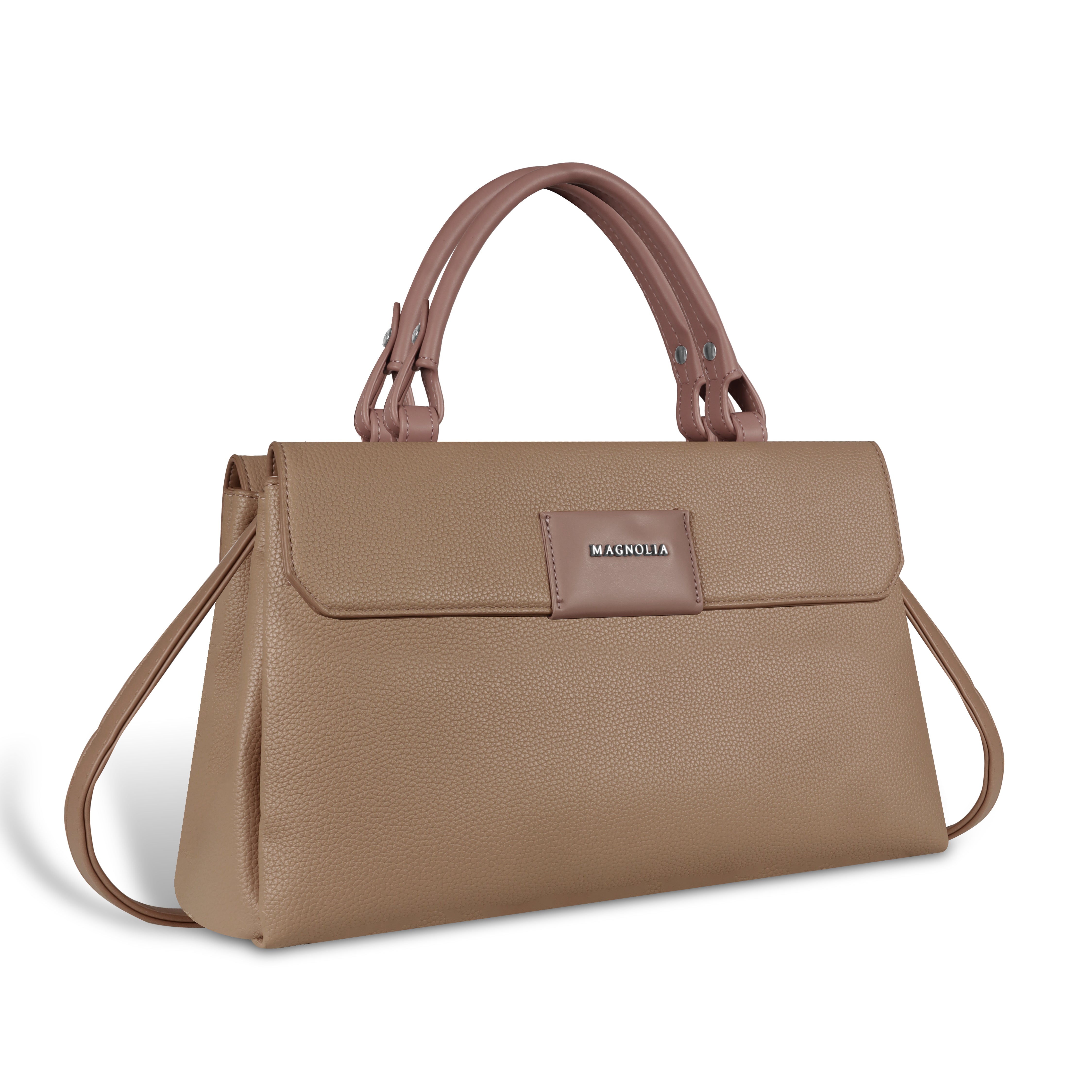 Magnolia Taupe Vegan Leather Handbag for Women | 12L Spacious Everyday & Work Bag with Long Strap