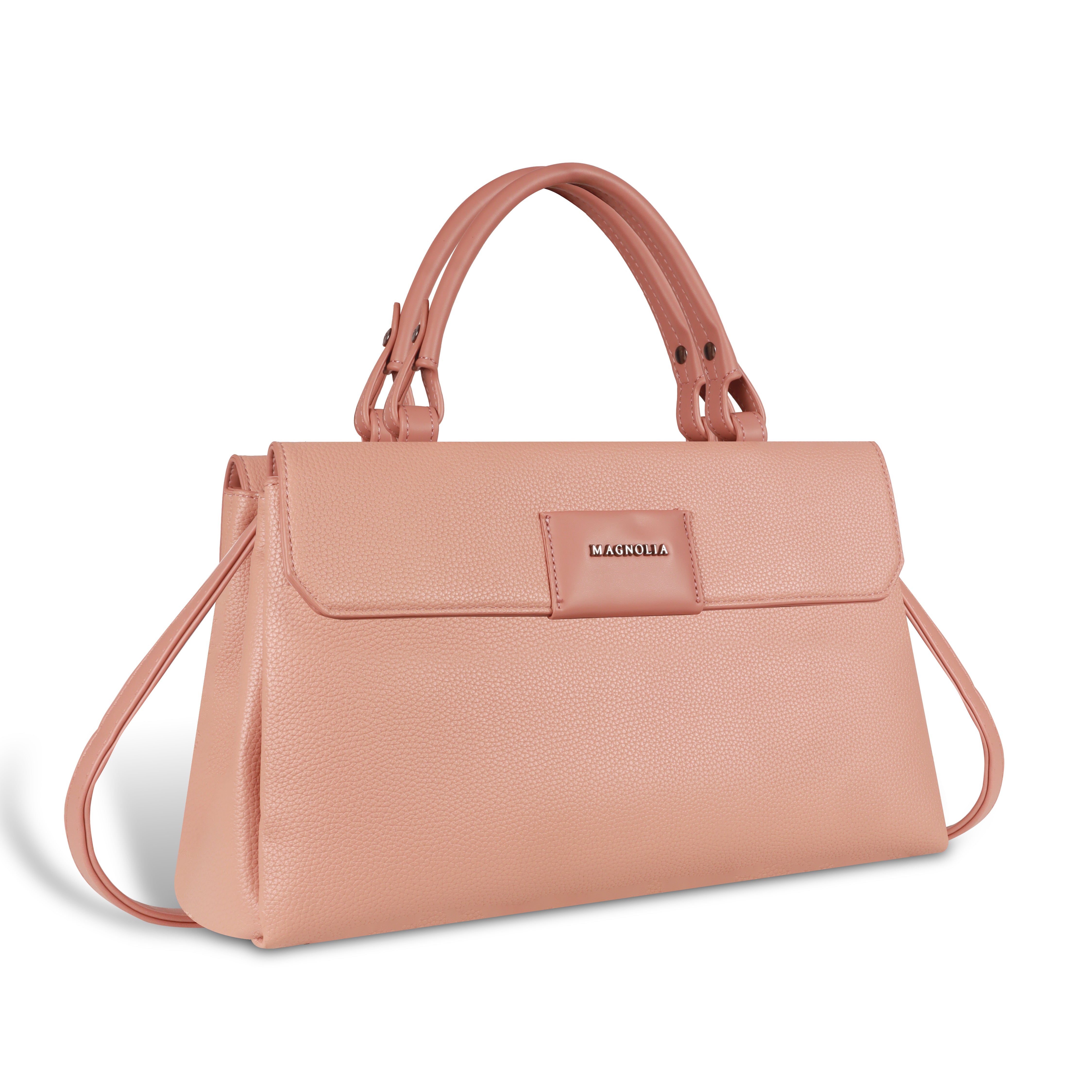 Magnolia Blush Pink Vegan Leather Handbag for Women | 12L Spacious Everyday & Work Bag with Long Strap