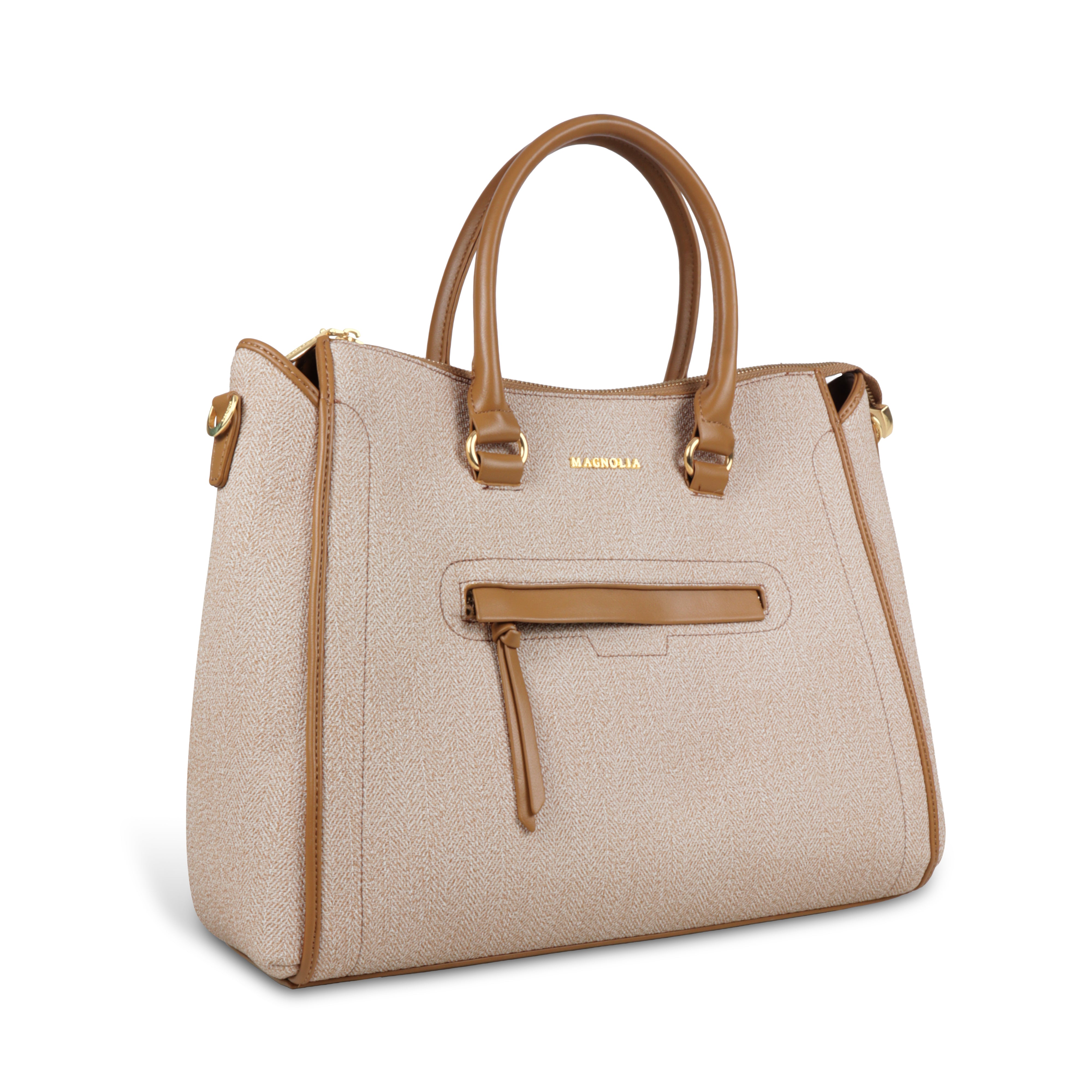 Magnolia Stylish Textured Handbag for Women - Elegant Shoulder Tote with Detachable Strap