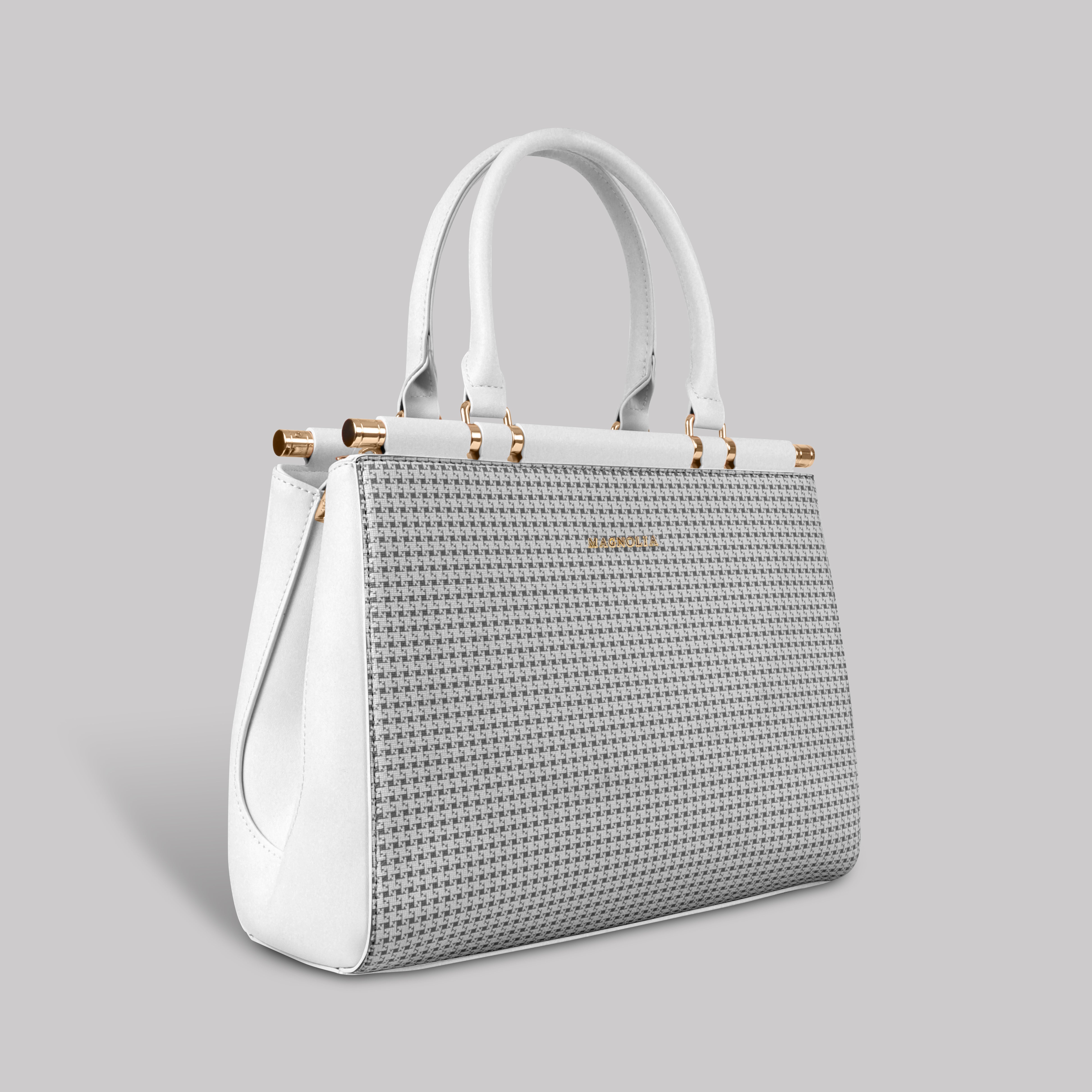 Magnolia Woven Texture Handbag | White | 10L Storage | Adjustable Strap | Spacious Interior