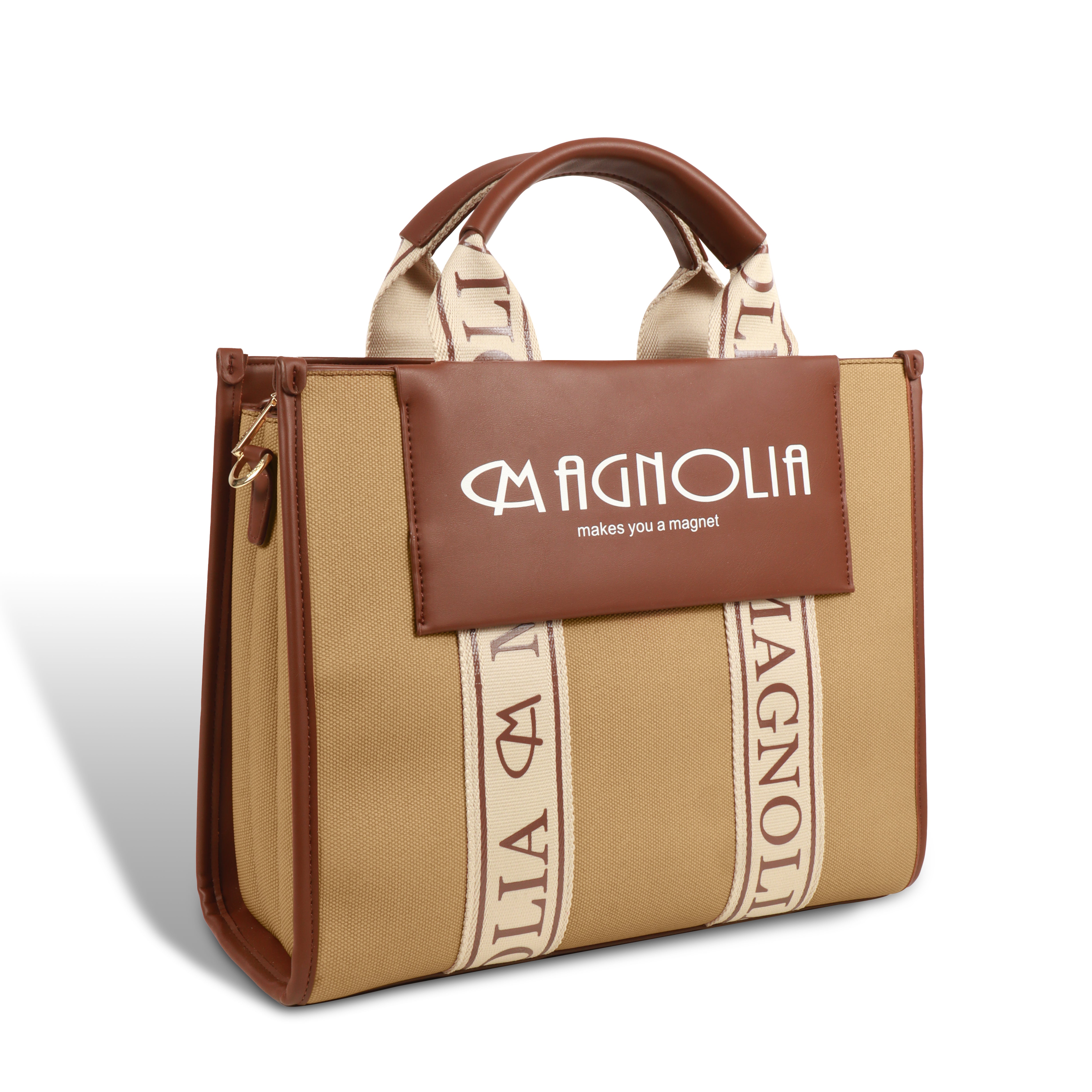 Magnolia® Premium Faux Leather Handbag – 10L Spacious Everyday & Office Bag | Khaki