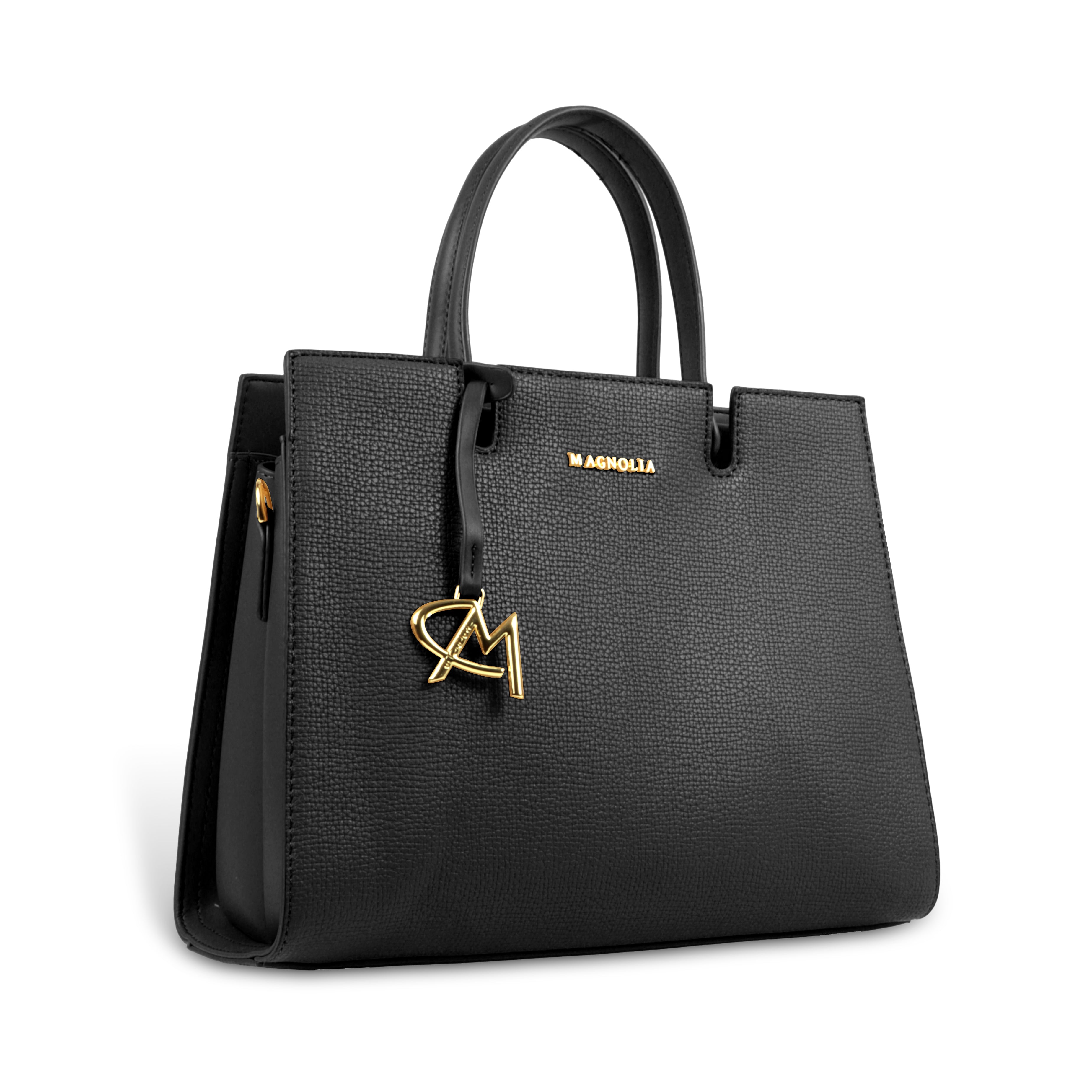 Magnolia Women’s Handbag – 9.5L Spacious Faux Leather Tote in Black