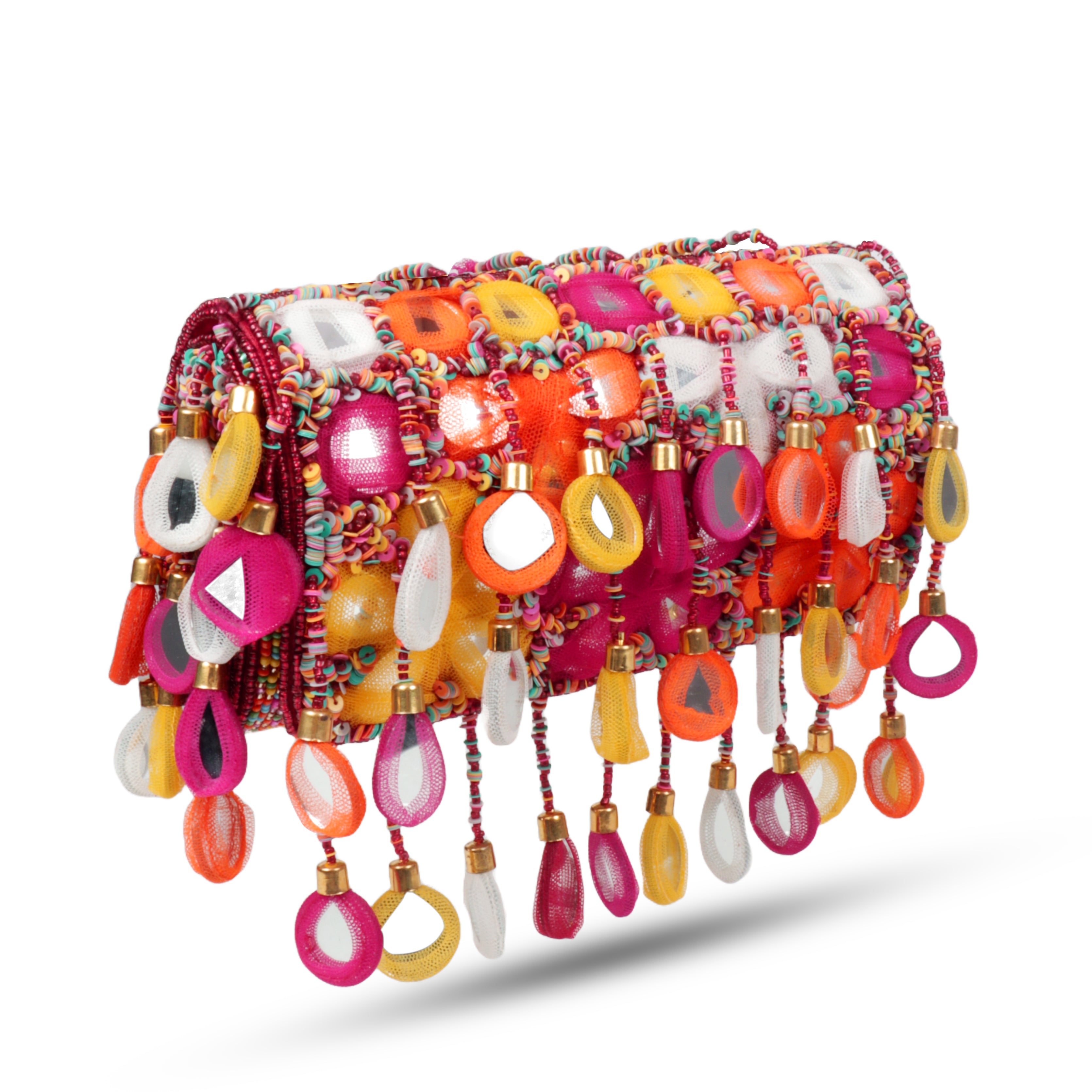 Magnolia Luxe Hot Pink Multicolor Velvet Clutch – Bridal, Festive & Party Wear