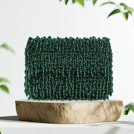 Magnolia Green Velvet Embellished Women Clutch