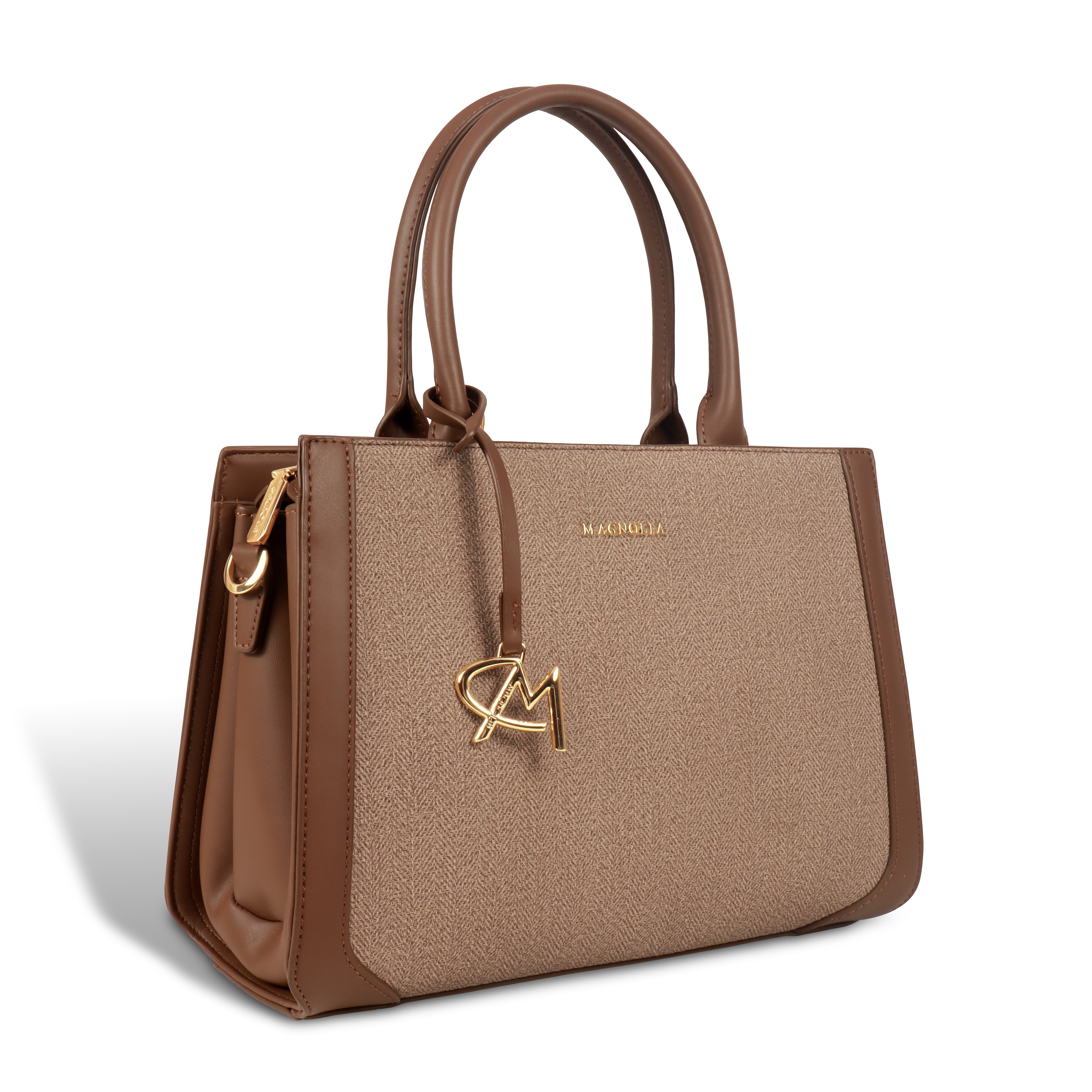 Magnolia Structured PU Leather Handbag for Women | 10.5L Stylish Office & Everyday Bag with Long Strap