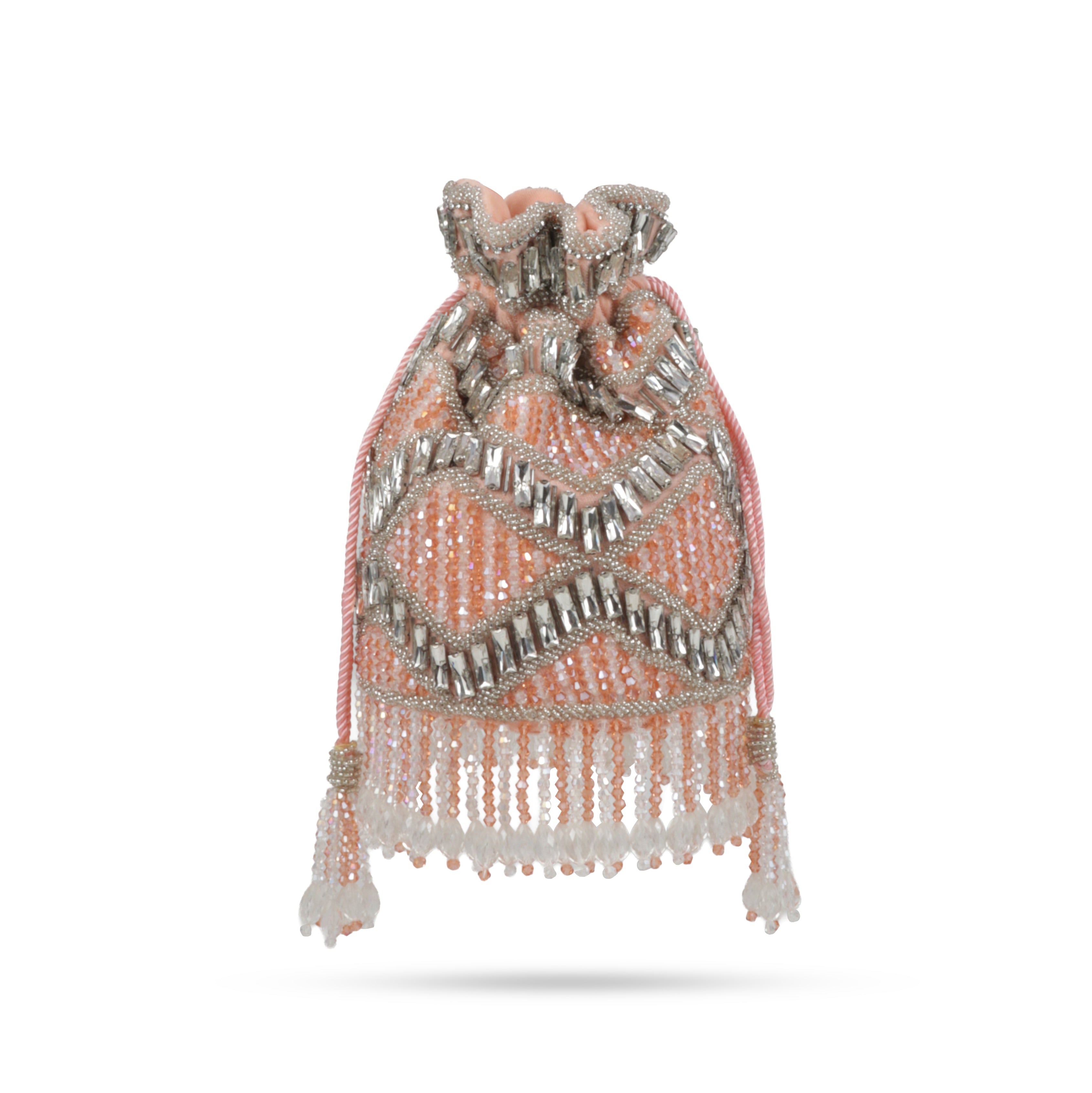 Magnolia Velvet Embroidered Potli Bag – Peach