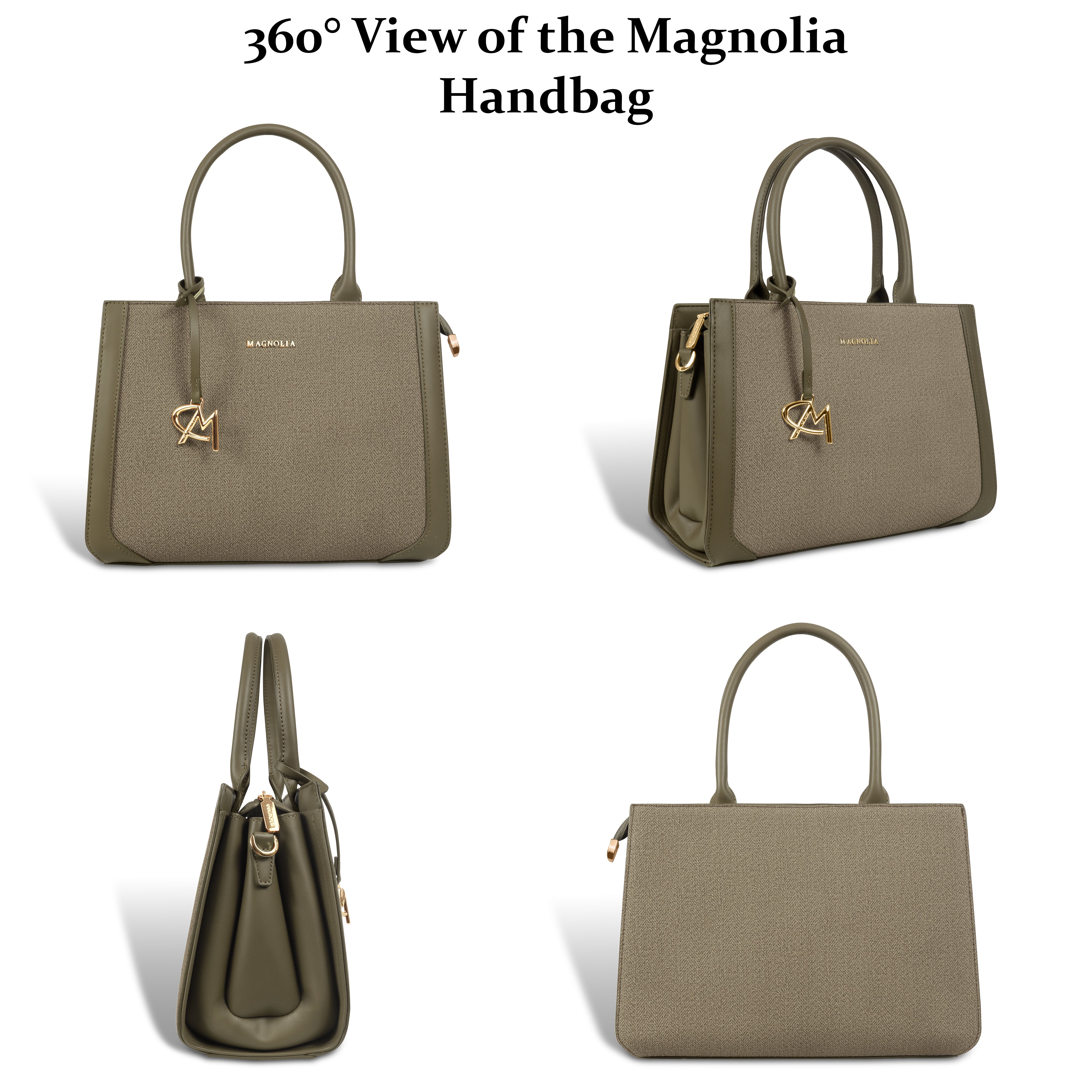 Magnolia Structured PU Leather Handbag for Women | 10.5L Stylish Office & Everyday Bag with Long Strap