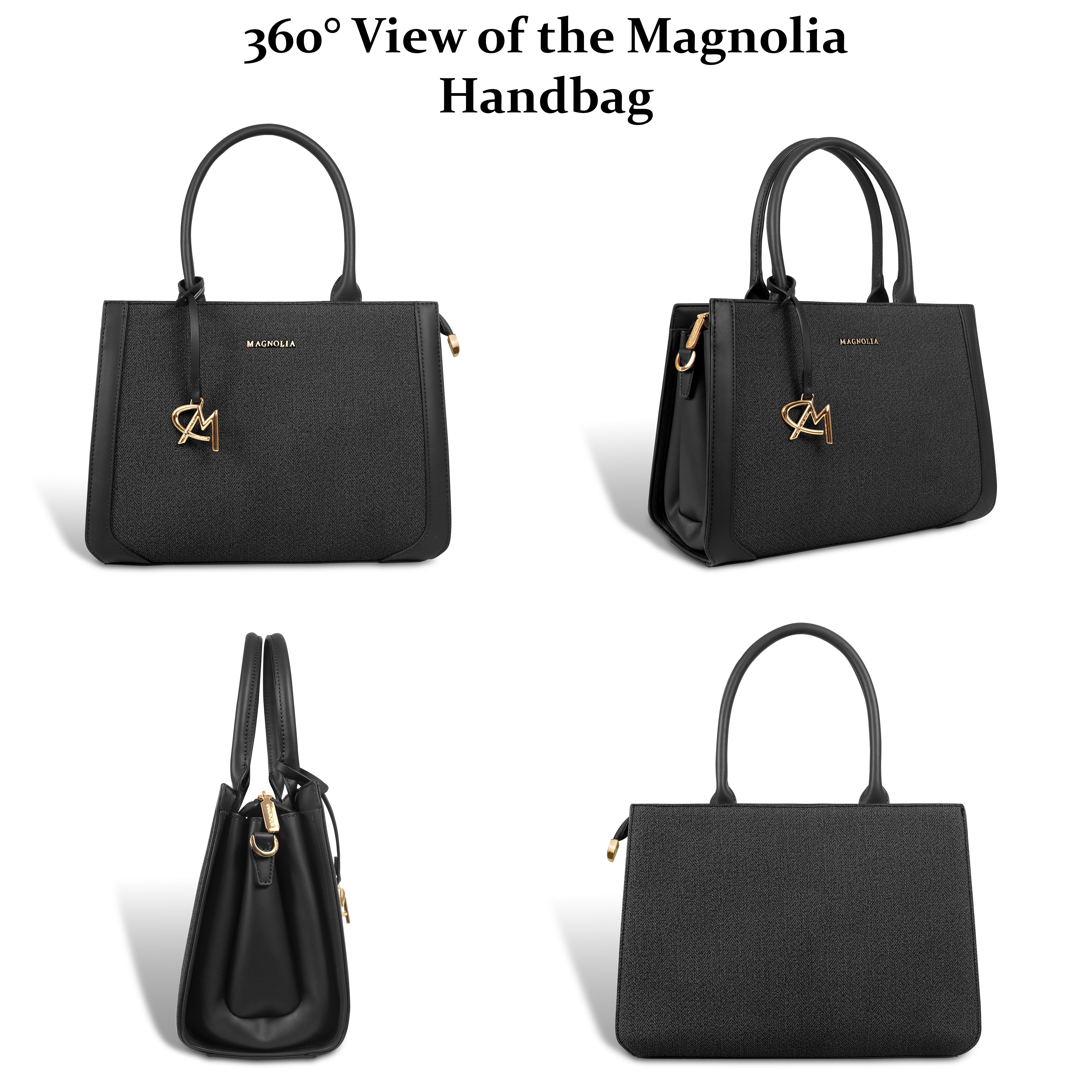 Magnolia Structured PU Leather Handbag for Women | 10.5L Stylish Office & Everyday Bag with Long Strap