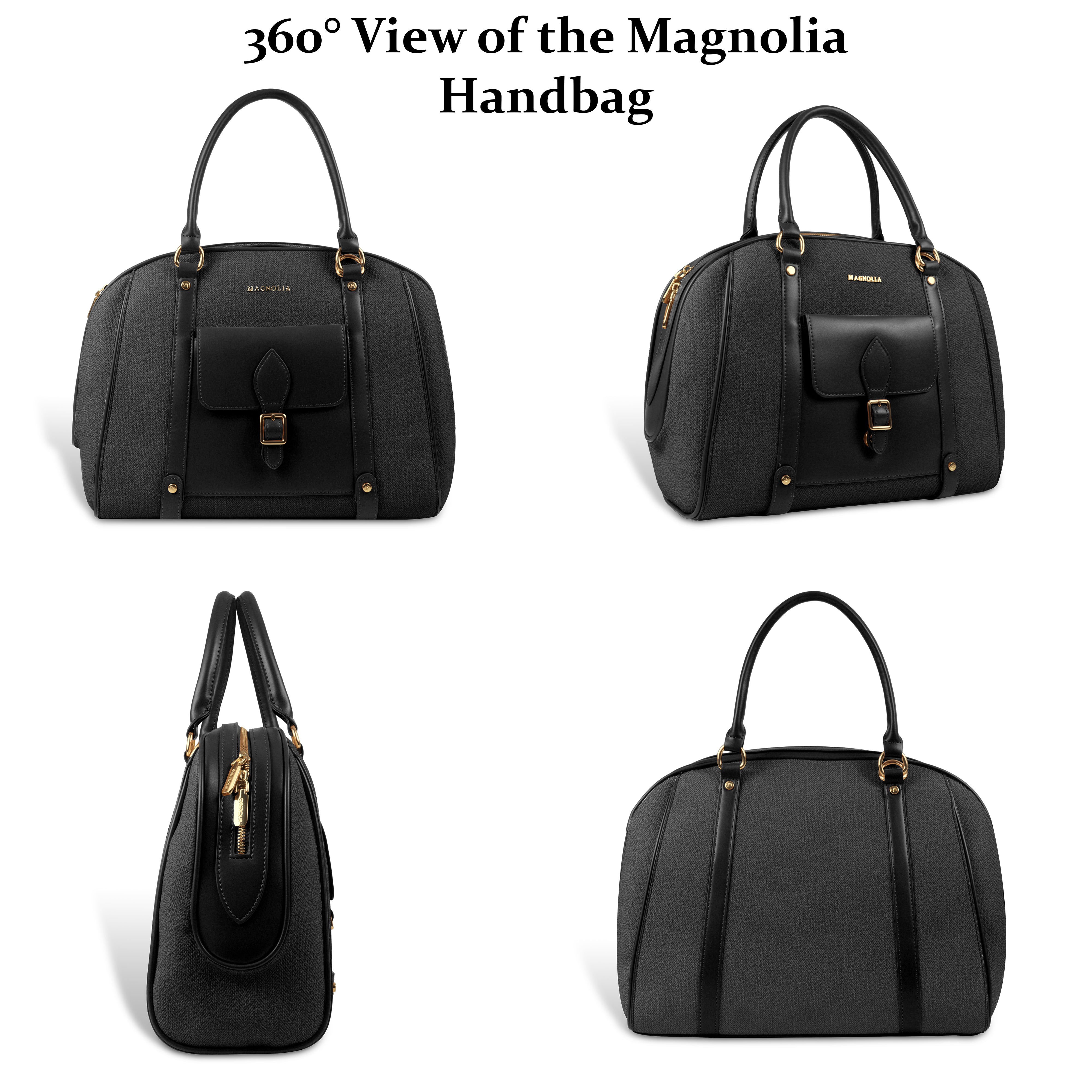 Magnolia Elegant Leatherette Handbag for Women with Detachable Strap