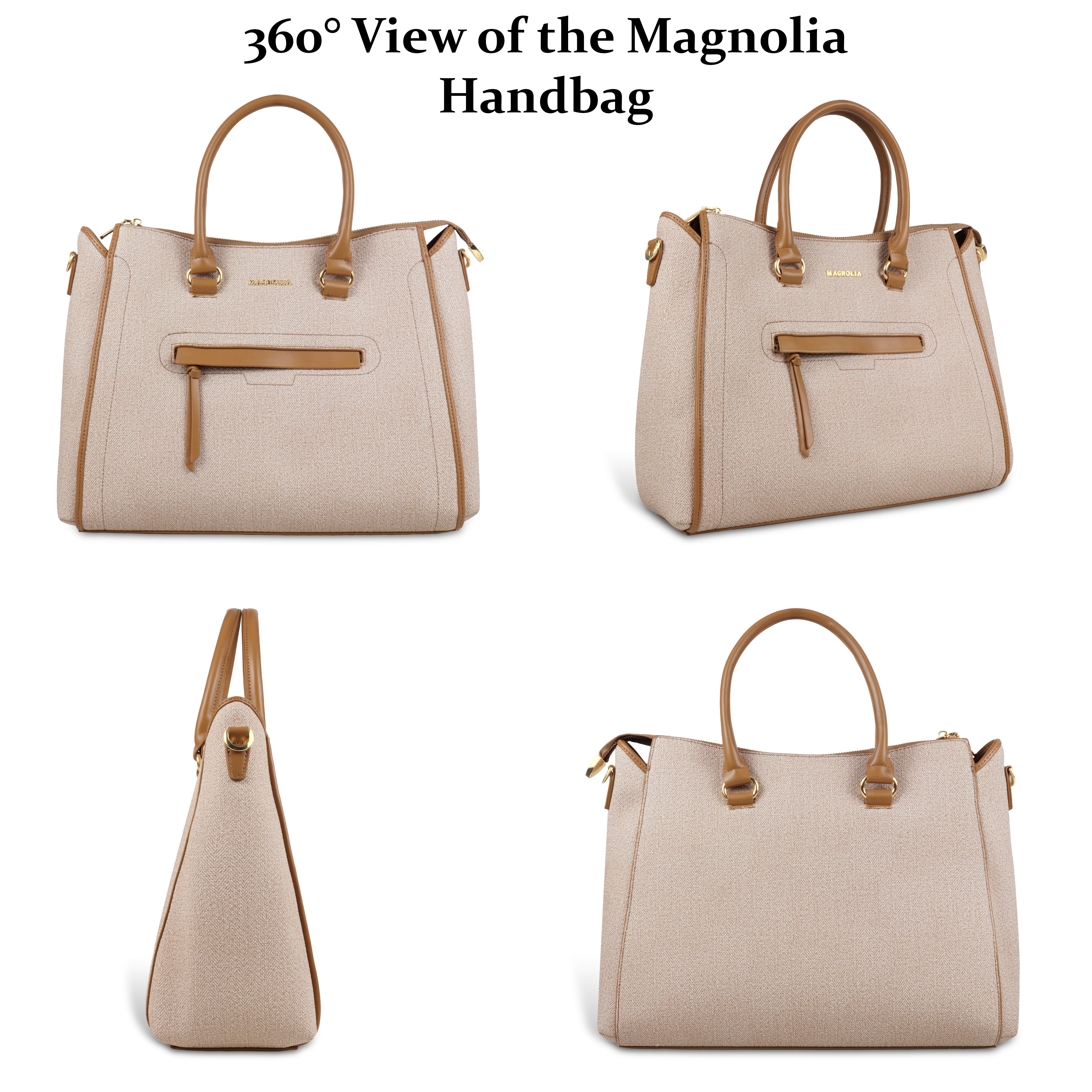 Magnolia Stylish Textured Handbag for Women - Elegant Shoulder Tote with Detachable Strap