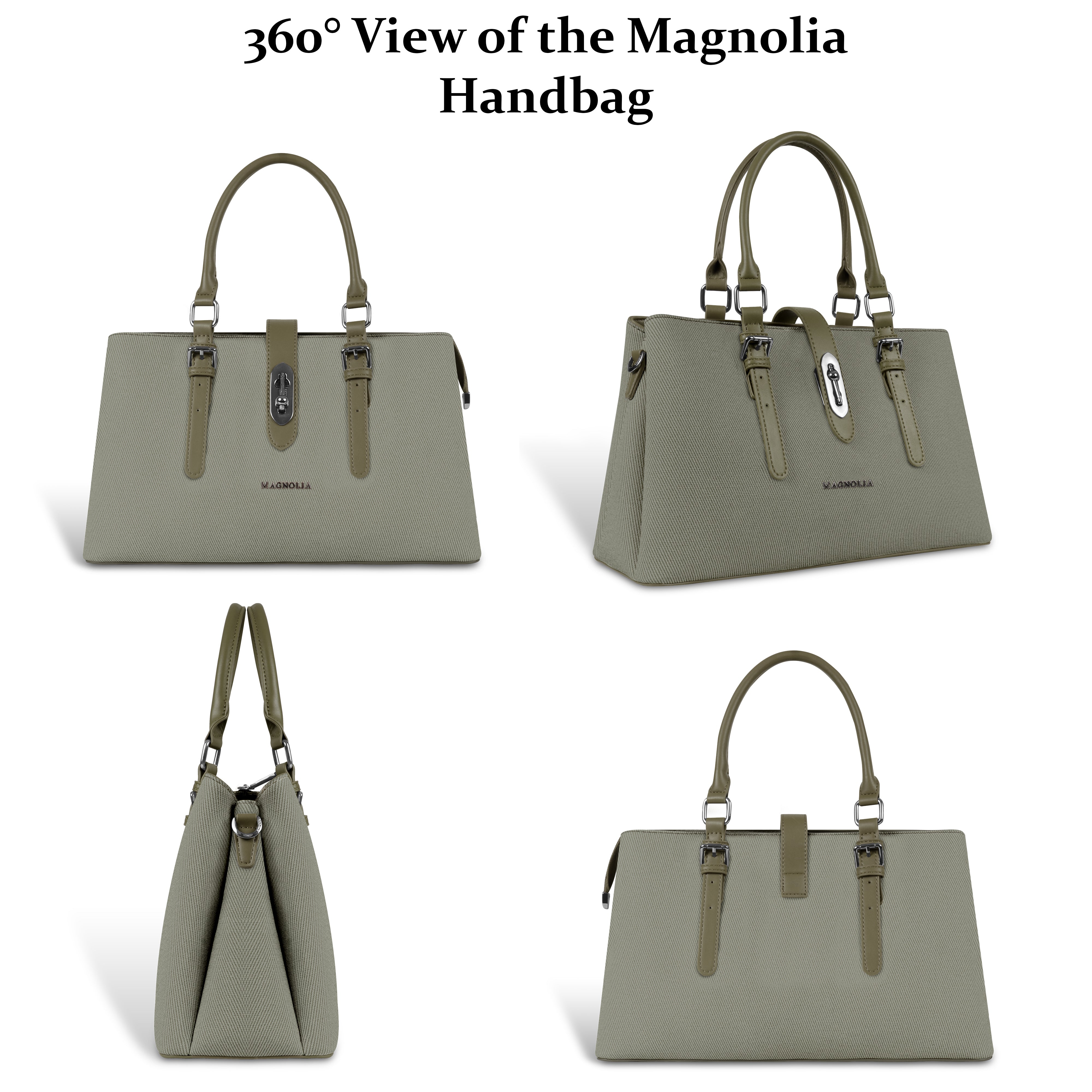 Magnolia Green Handbag | Vegan Leather | 10.58L Storage