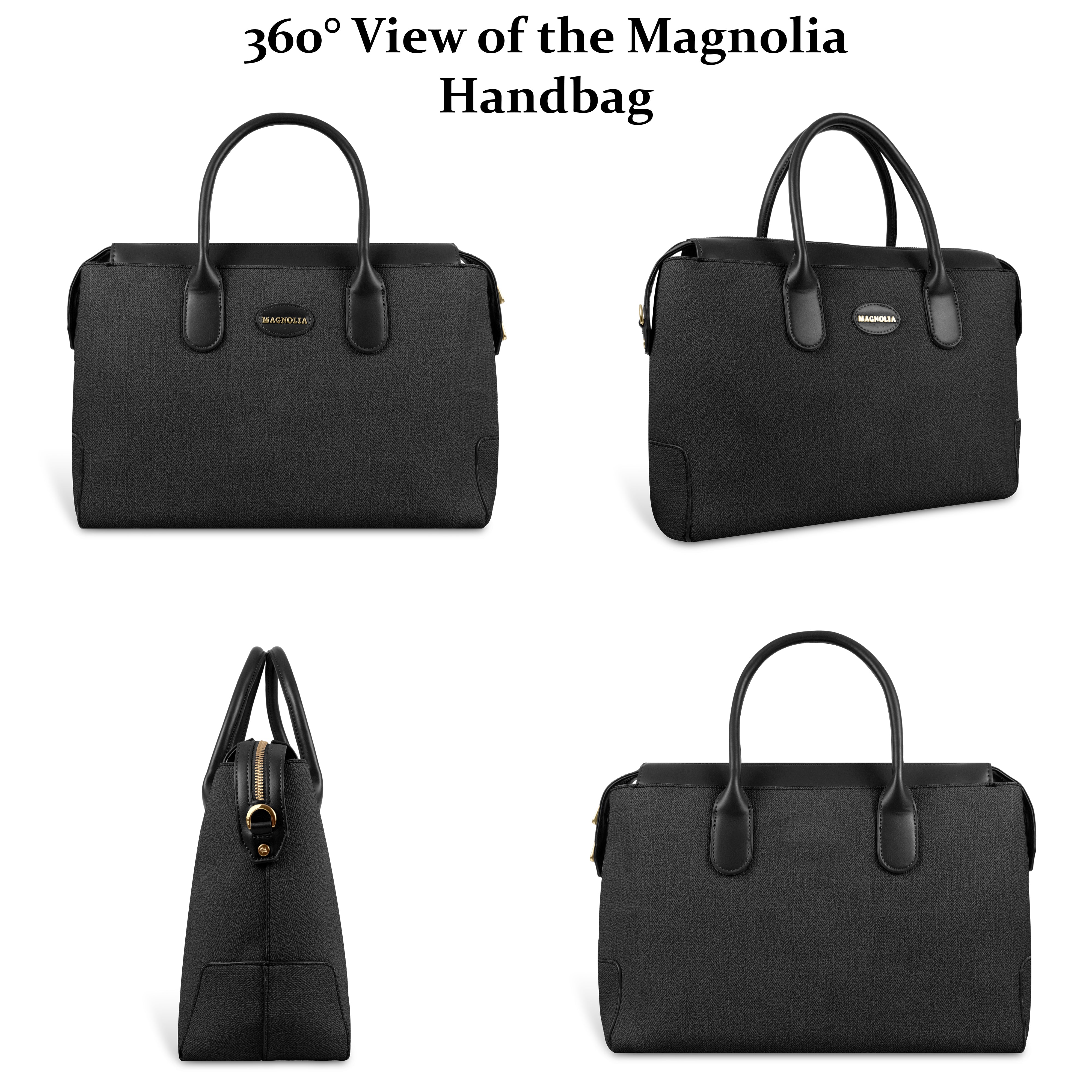Magnolia Elegant Structured Handbag for Women - Premium Shoulder Tote with Top Handles & Detachable Strap
