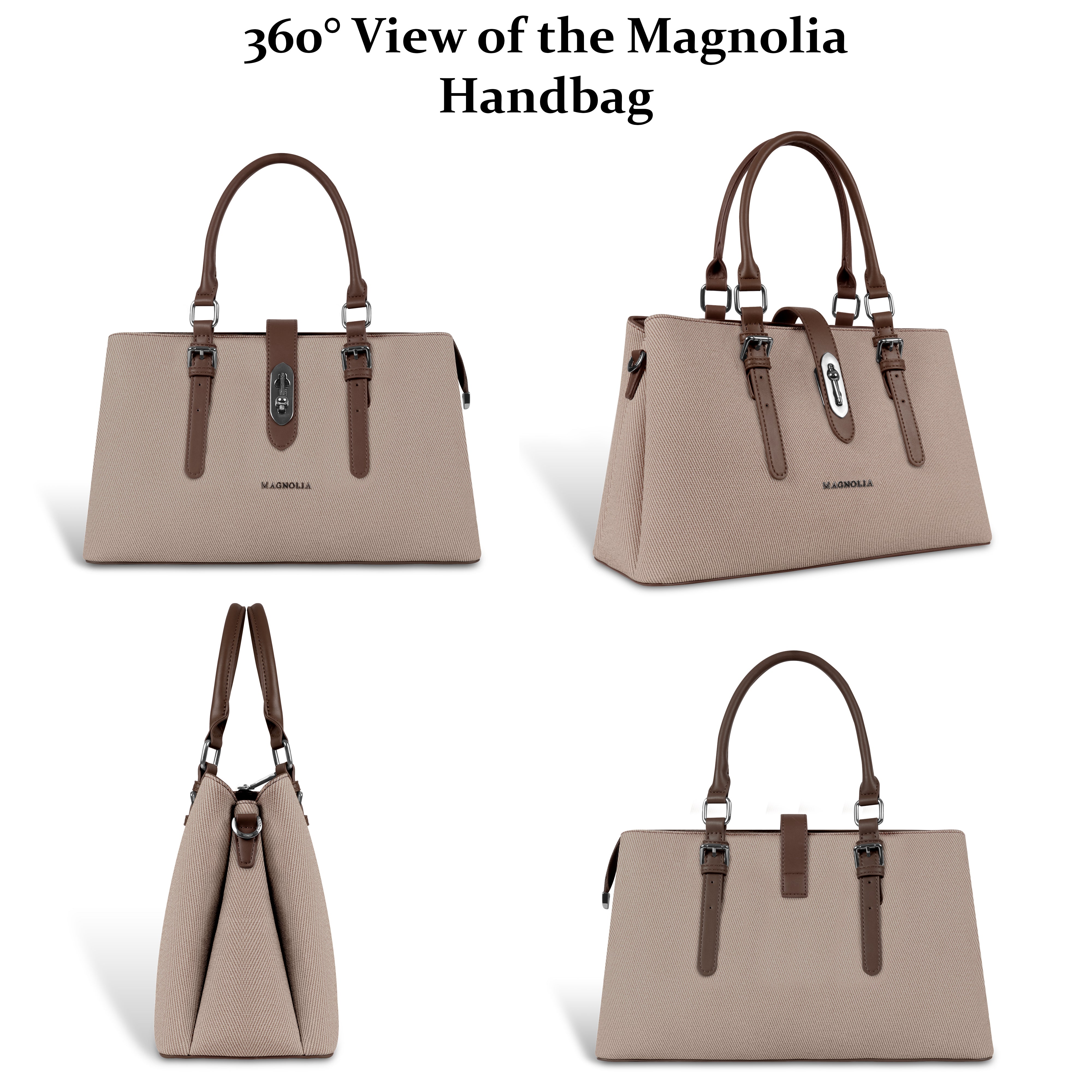 Magnolia Coffee Handbag | Vegan Leather | 10.58L Storage