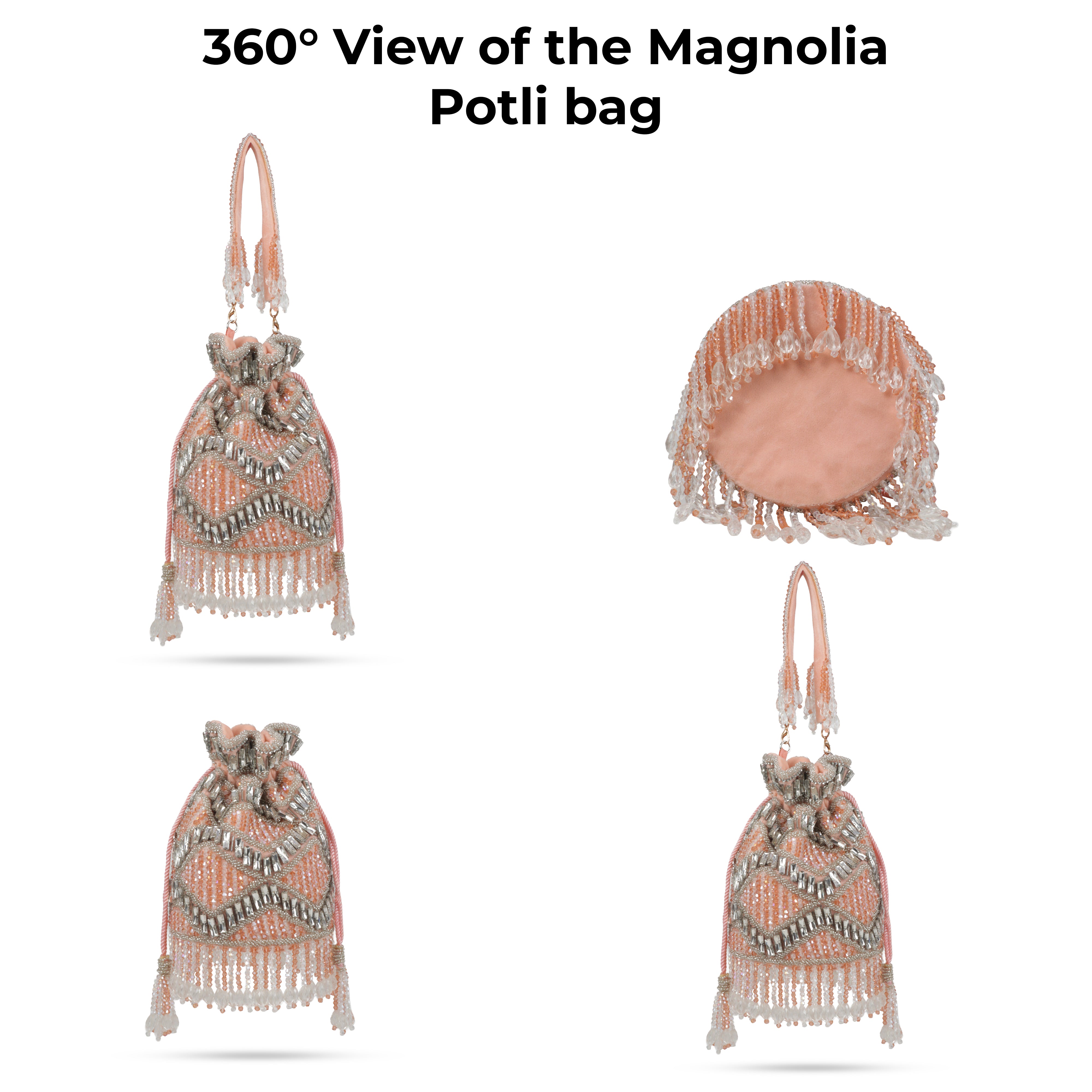 Magnolia Velvet Embroidered Potli Bag – Peach