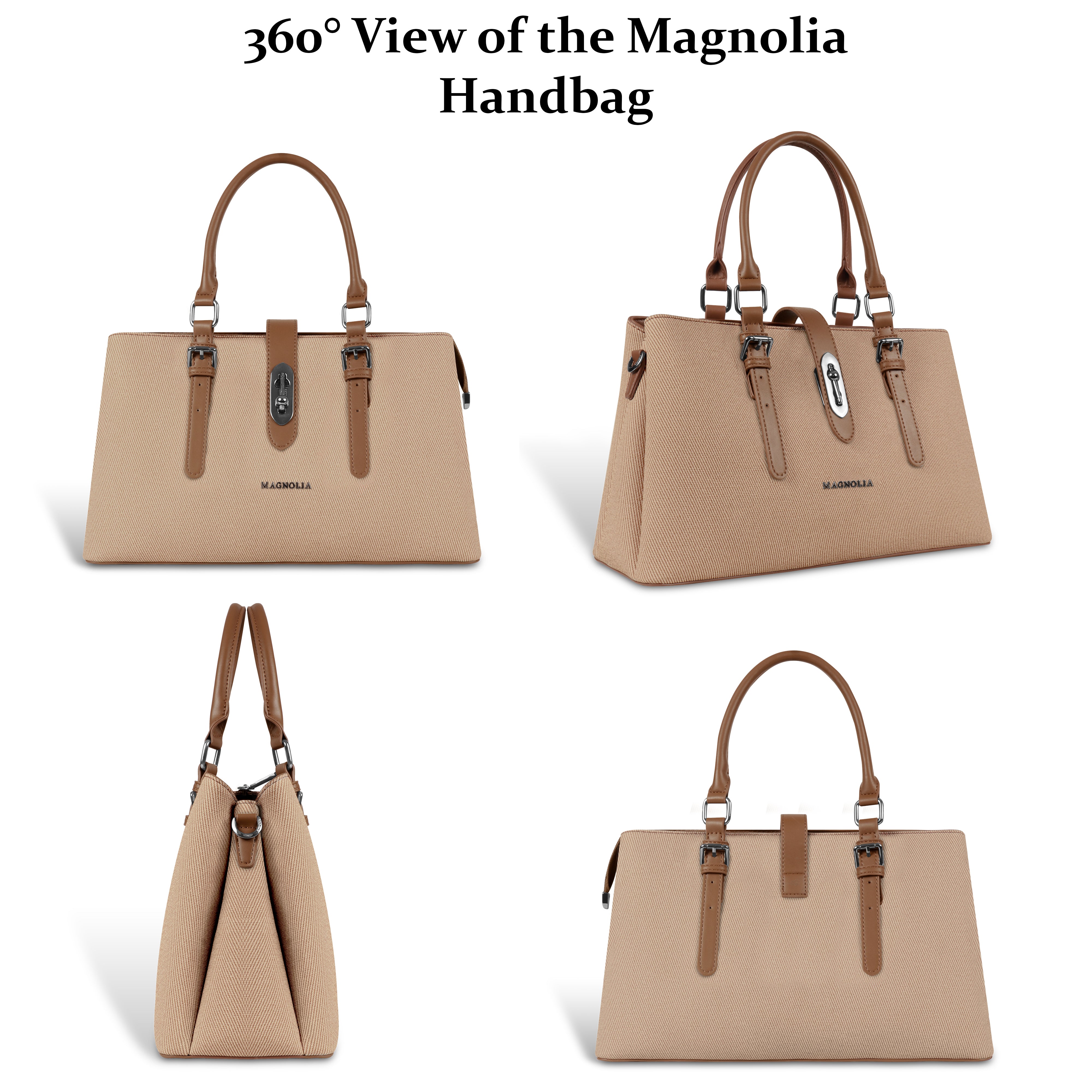 Magnolia Brown Handbag | Vegan Leather | 10.58L Storage