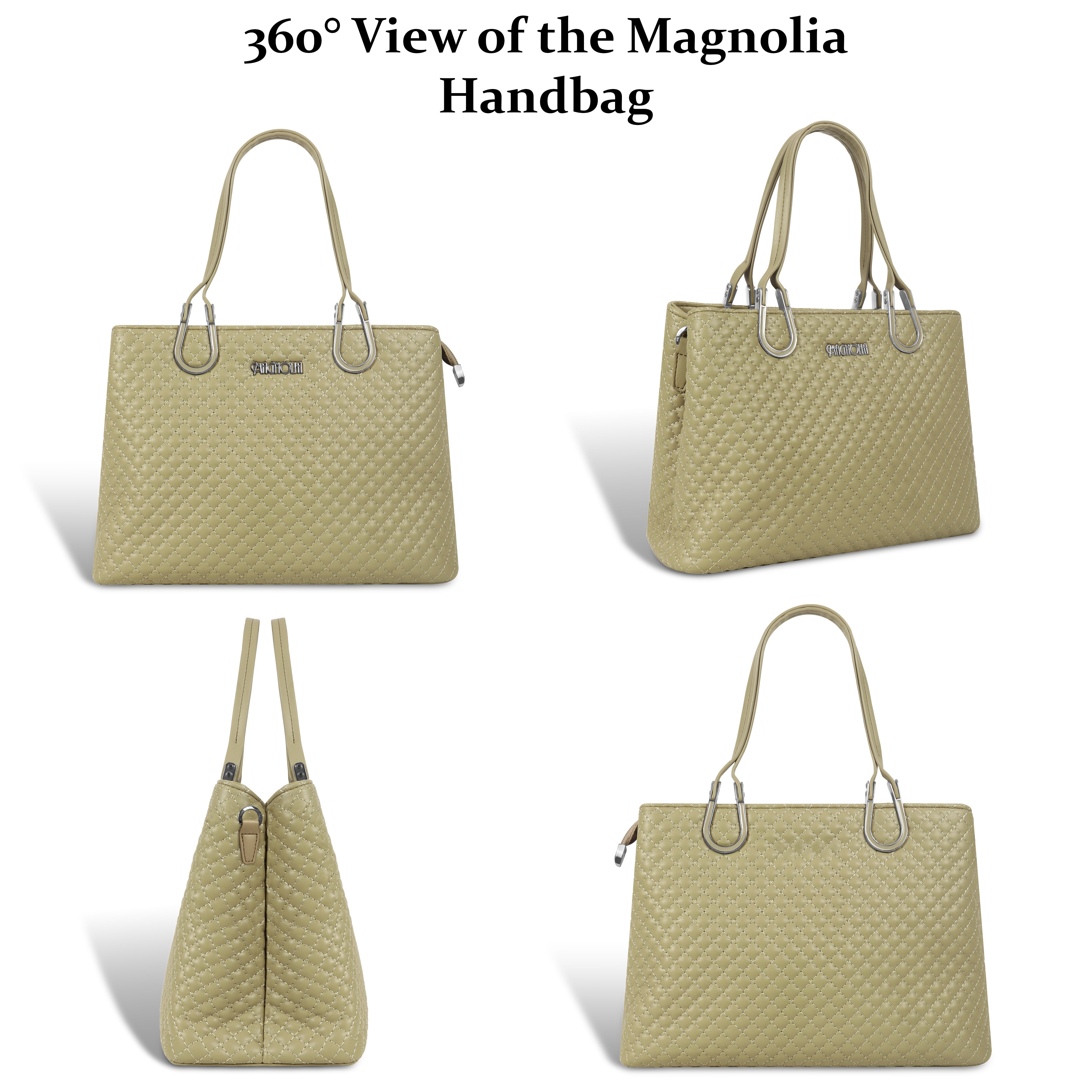 Magnolia Quilted Faux Leather Handbag for Women | 10.5L Elegant Everyday & Office Shoulder Bag