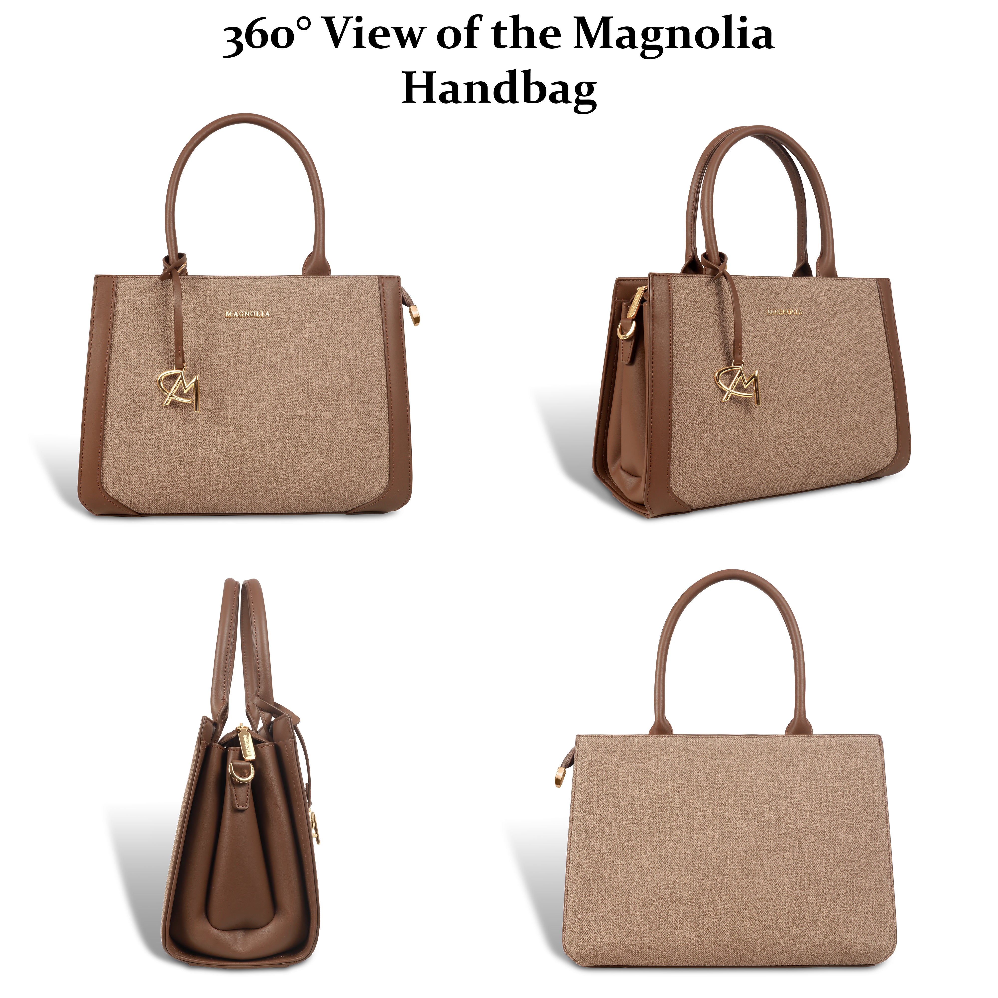 Magnolia Structured PU Leather Handbag for Women | 10.5L Stylish Office & Everyday Bag with Long Strap