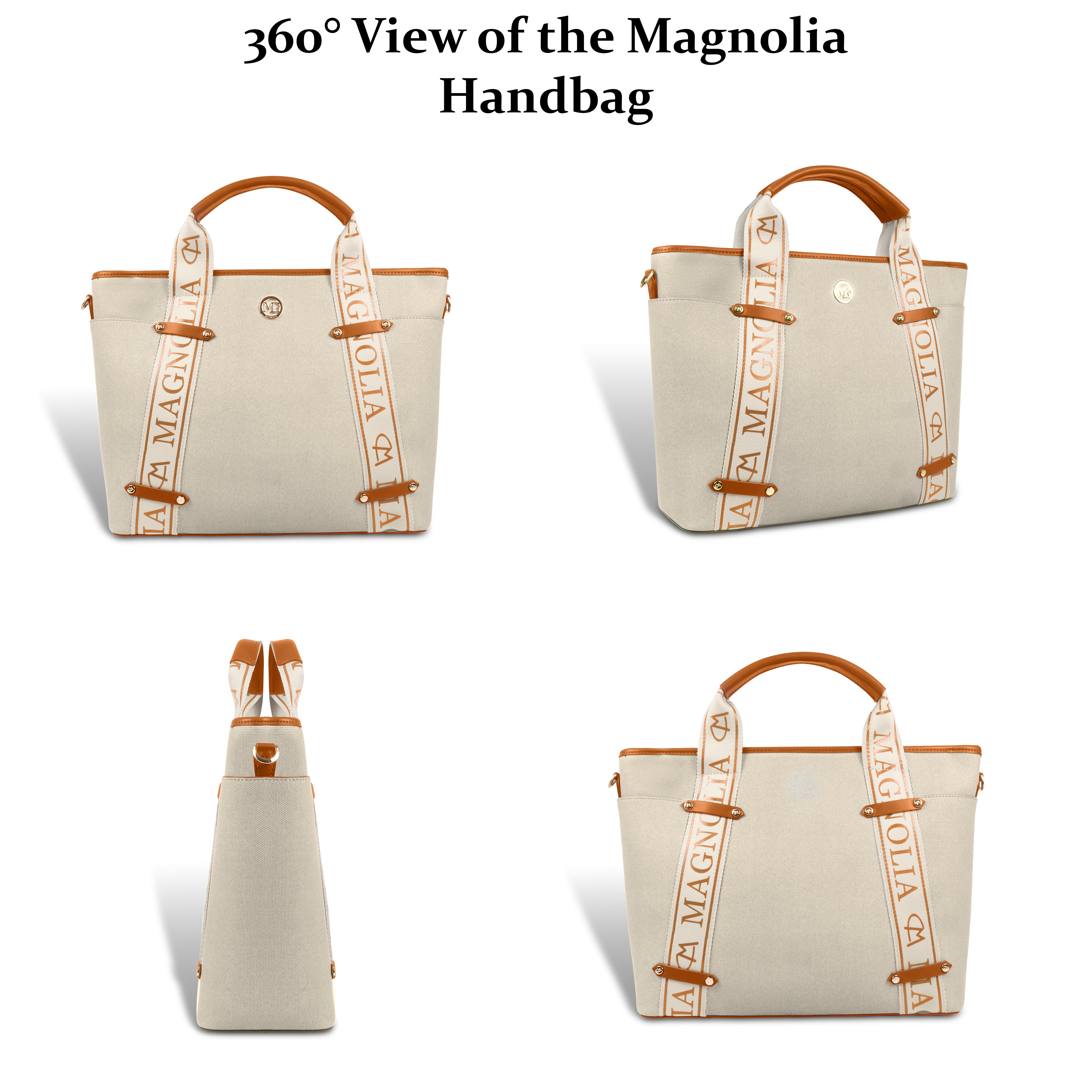 Magnolia® Vegan Leather Tan Handbag – 15L Spacious Tote for Everyday & Work Use