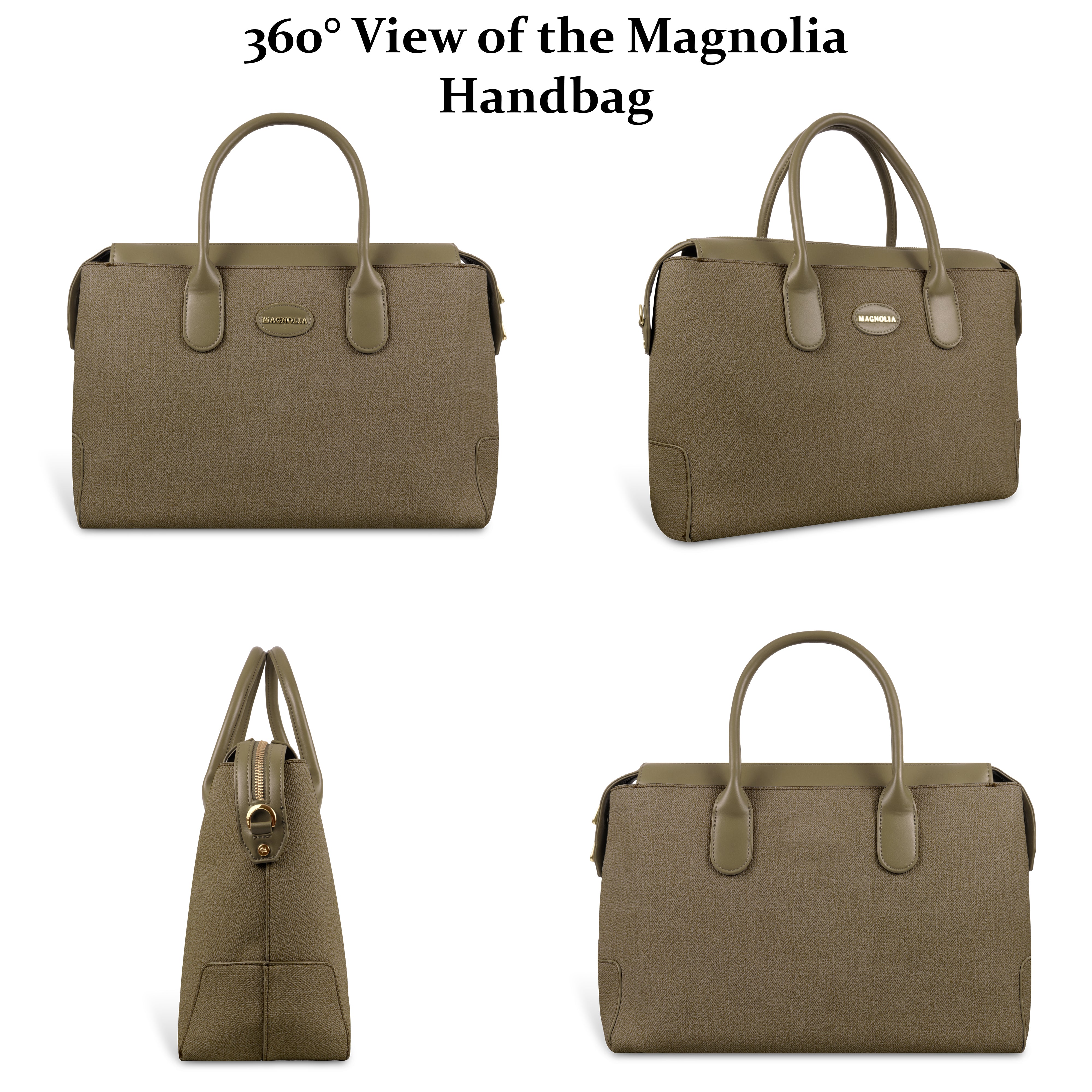 Magnolia Elegant Structured Handbag for Women - Premium Shoulder Tote with Top Handles & Detachable Strap