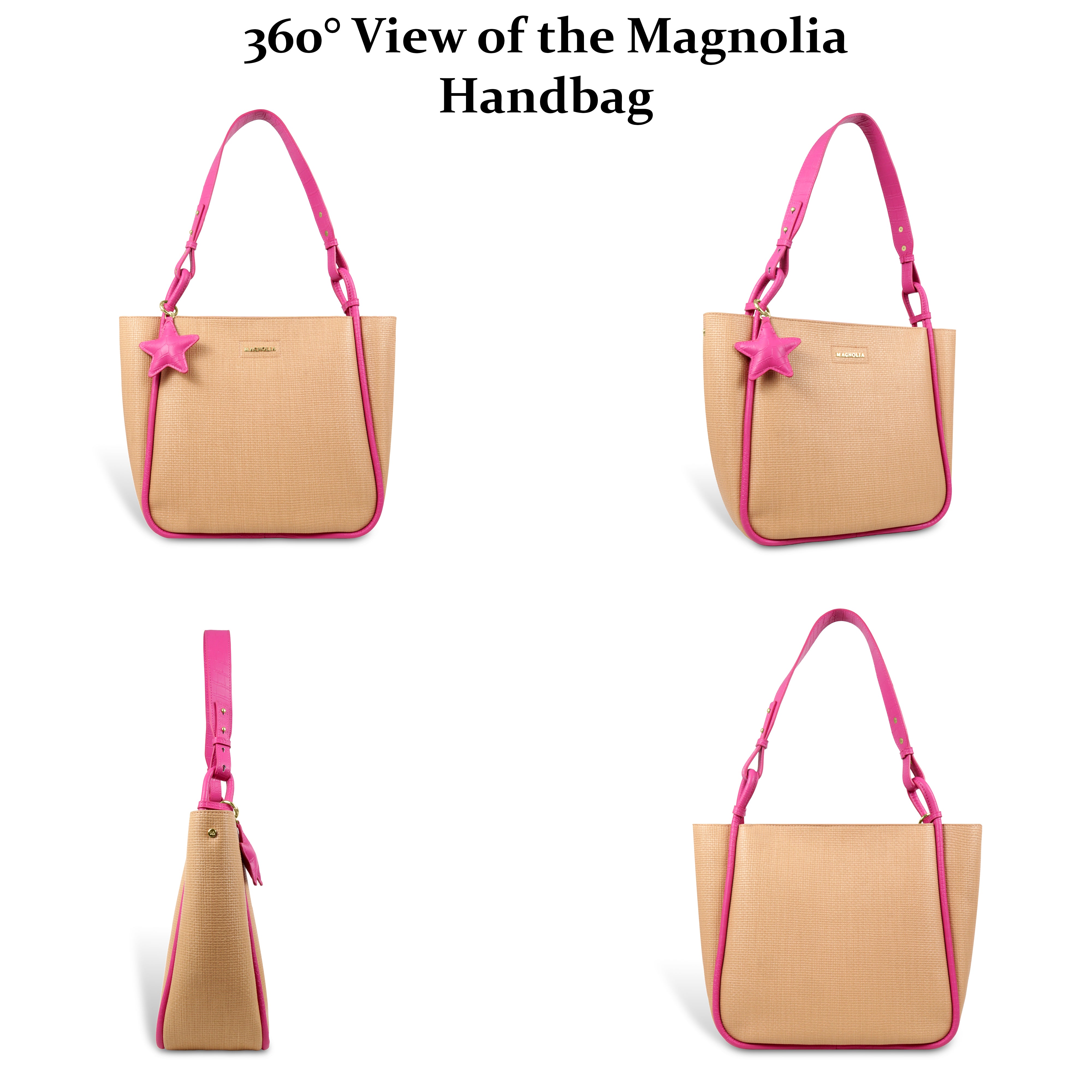 Stylish Leather Tote Bag with Star Charm & Spacious Interior