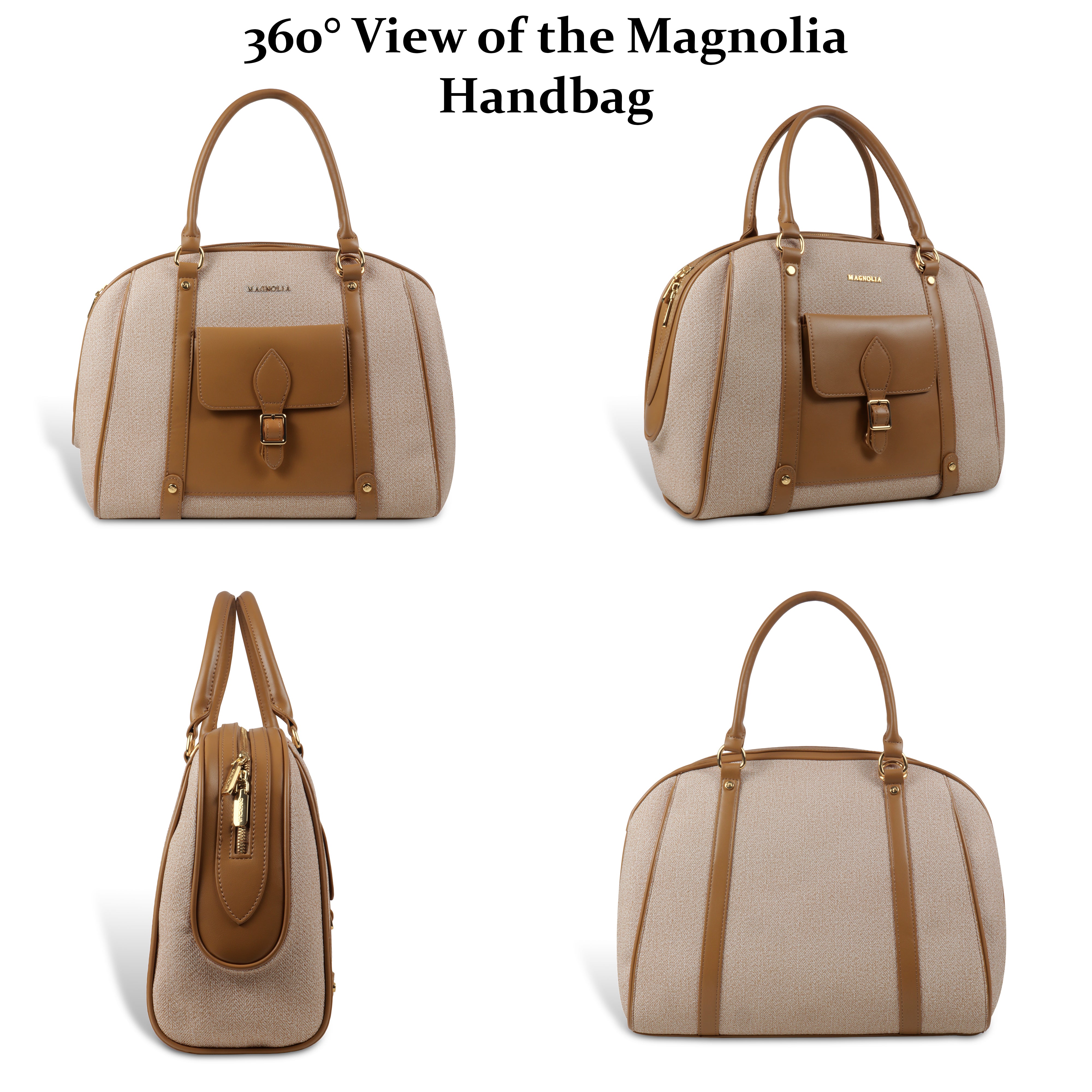 Magnolia Elegant Leatherette Handbag for Women with Detachable Strap