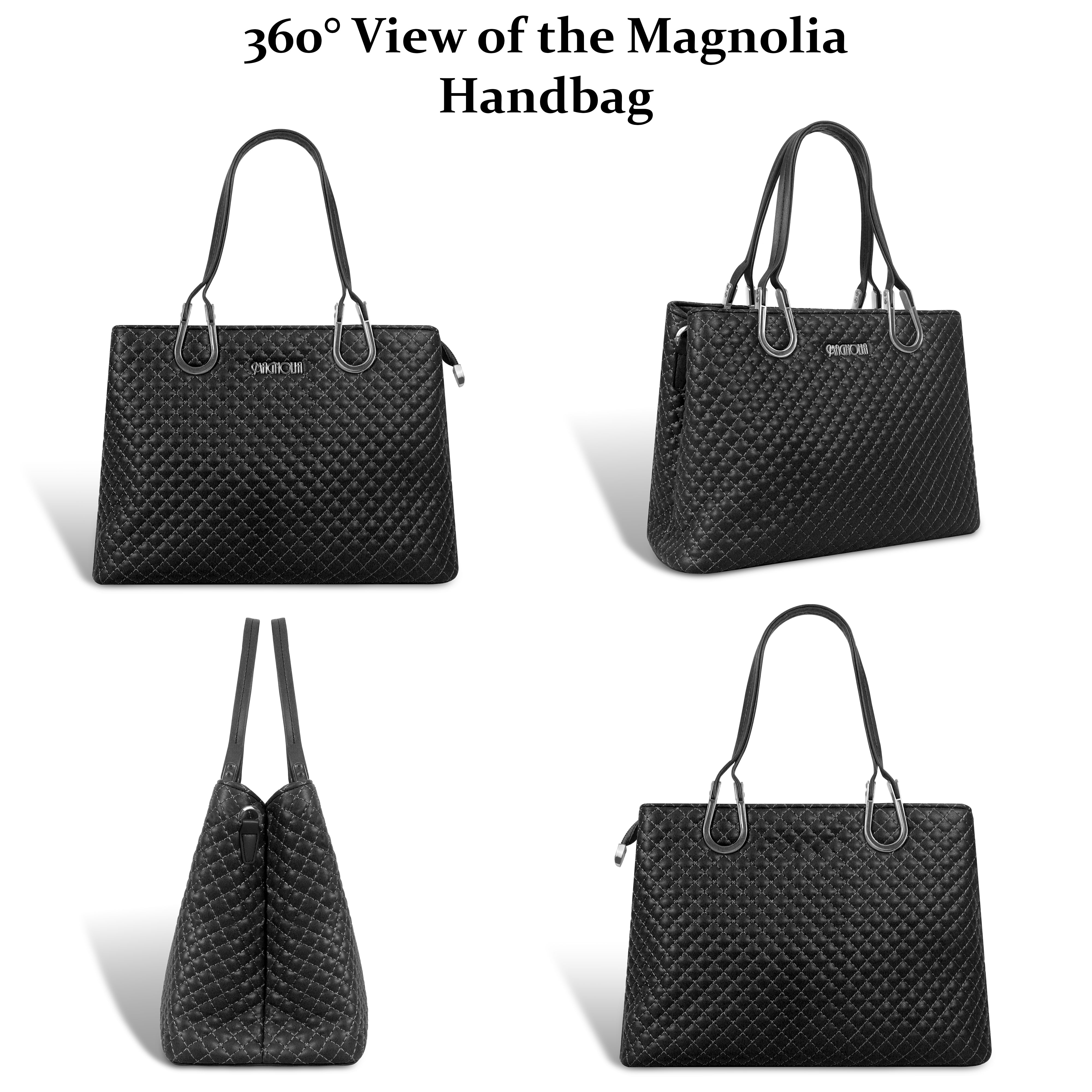 Magnolia Quilted Faux Leather Handbag for Women | 10.5L Elegant Everyday & Office Shoulder Bag