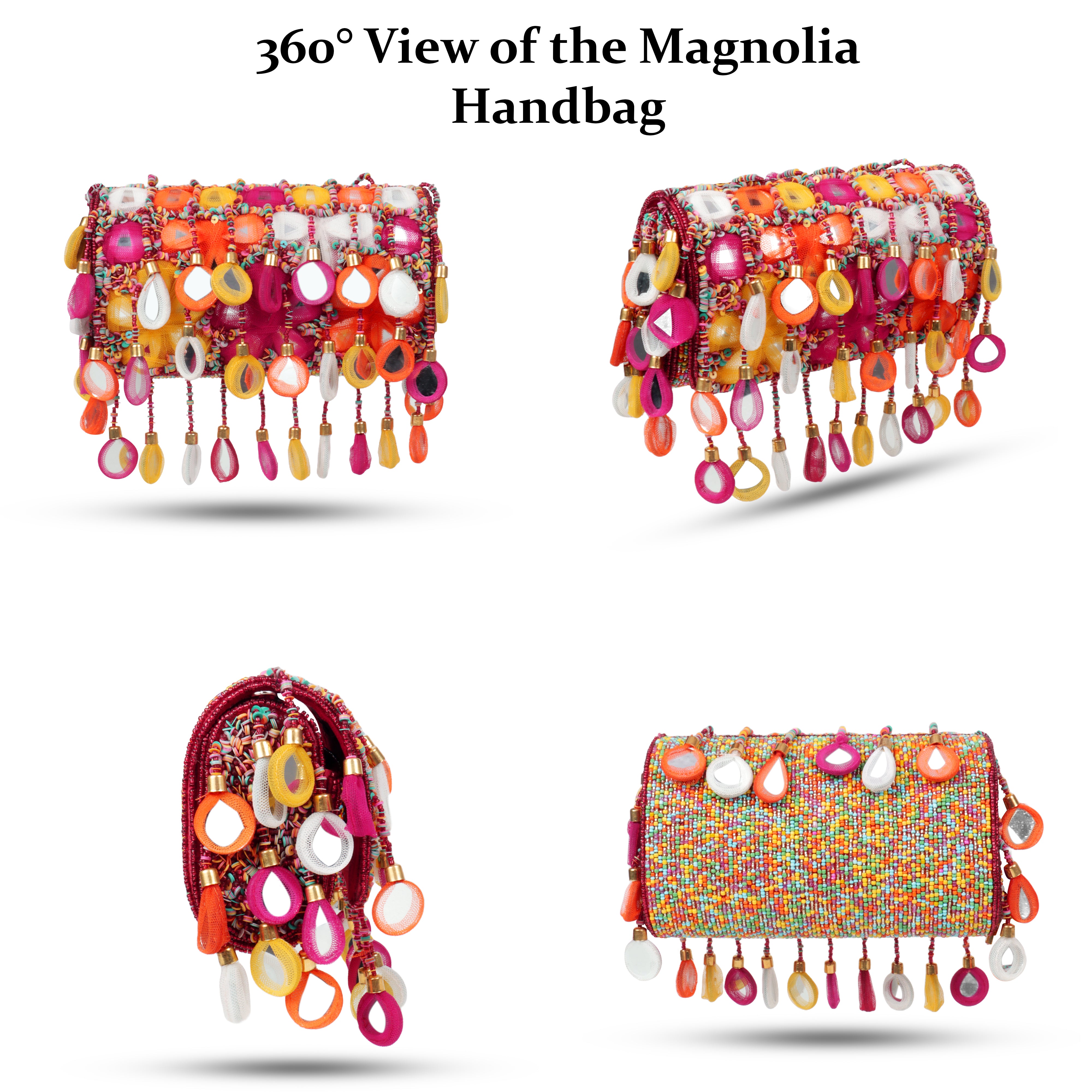 Magnolia Luxe Hot Pink Multicolor Velvet Clutch – Bridal, Festive & Party Wear