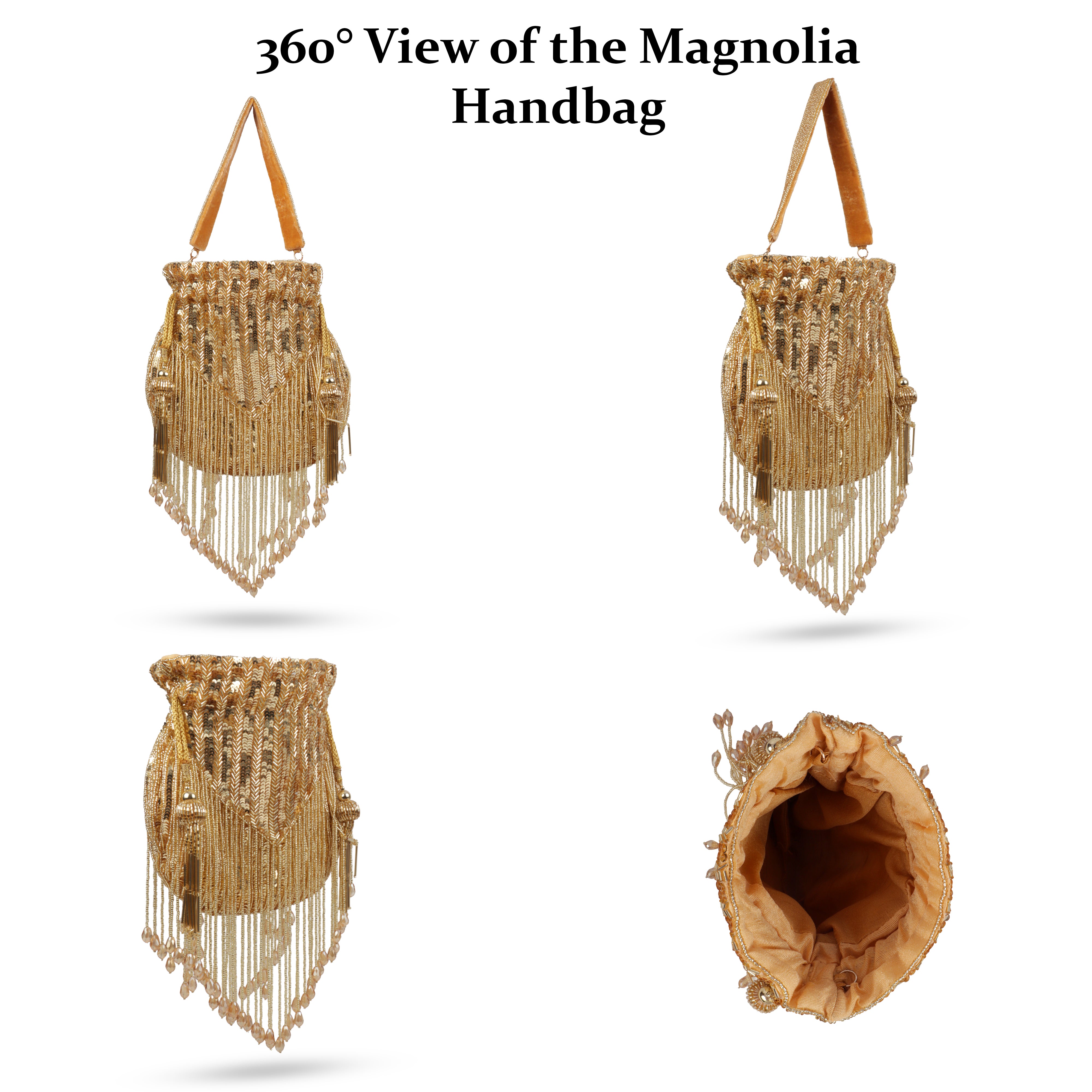 Magnolia Luxe Gold Bridal & Party Clutch Bag with Beaded Tassels