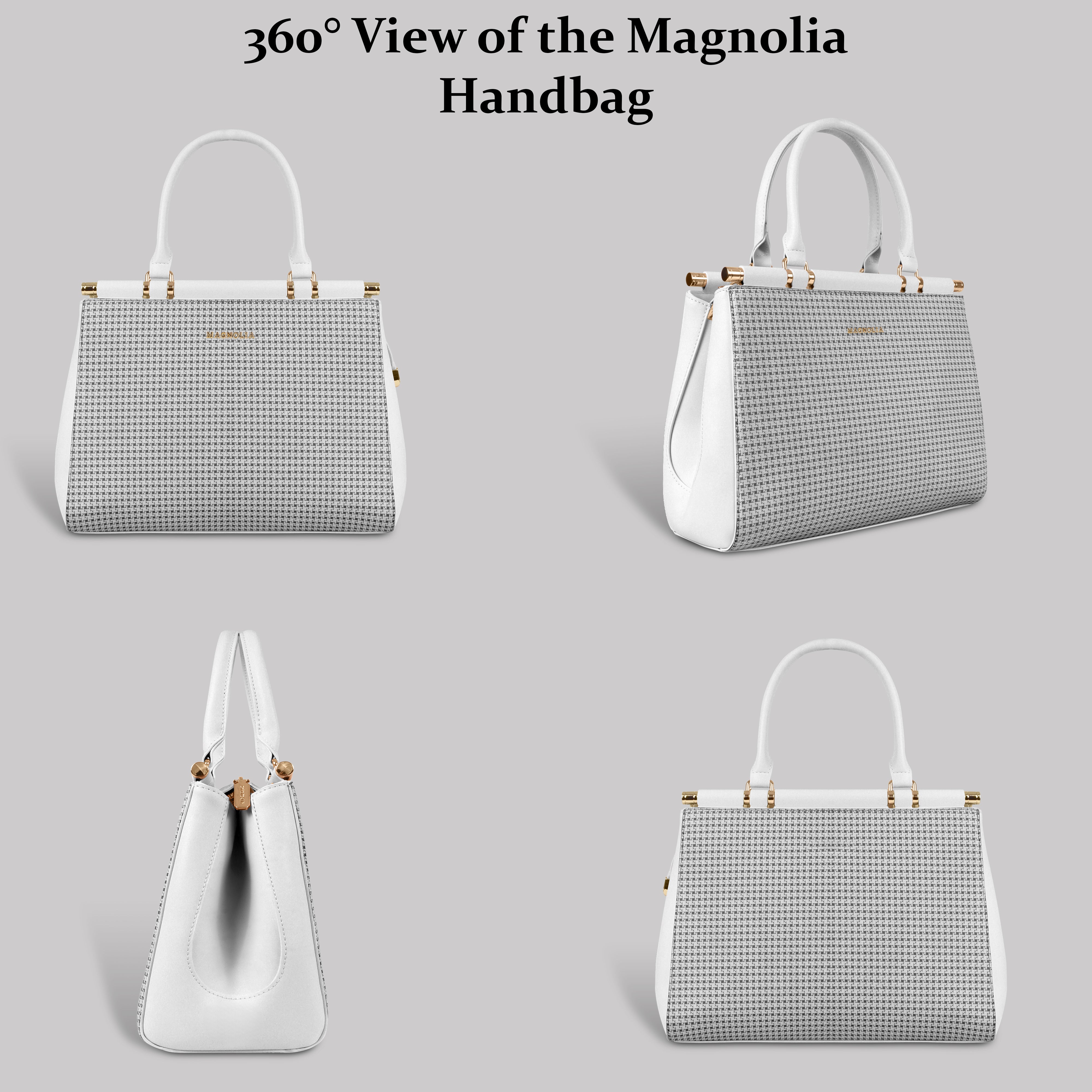 Magnolia Woven Texture Handbag | White | 10L Storage | Adjustable Strap | Spacious Interior