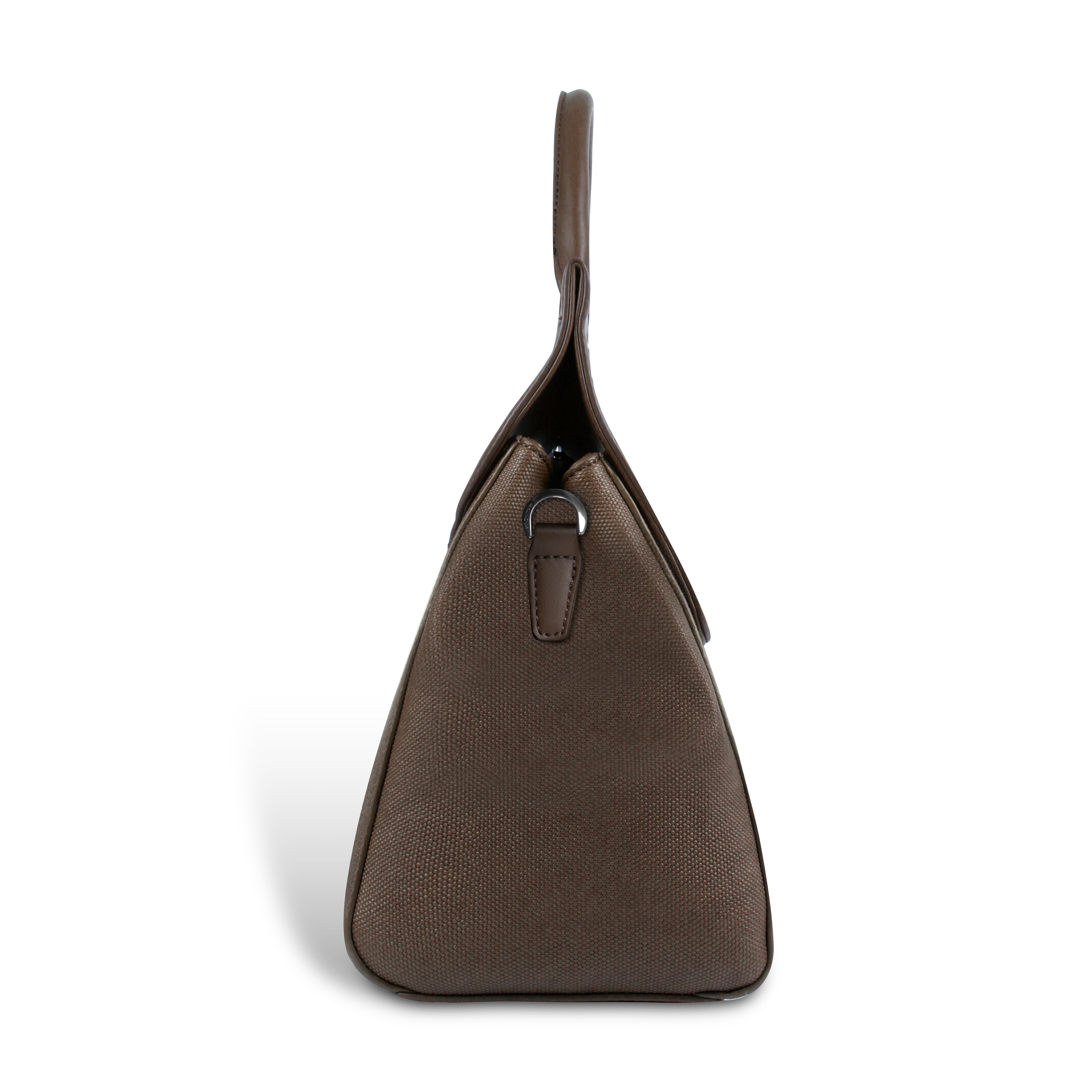 Magnolia Handbag |Brown | Premium PU Leather & Canvas | Work & Formal Bag