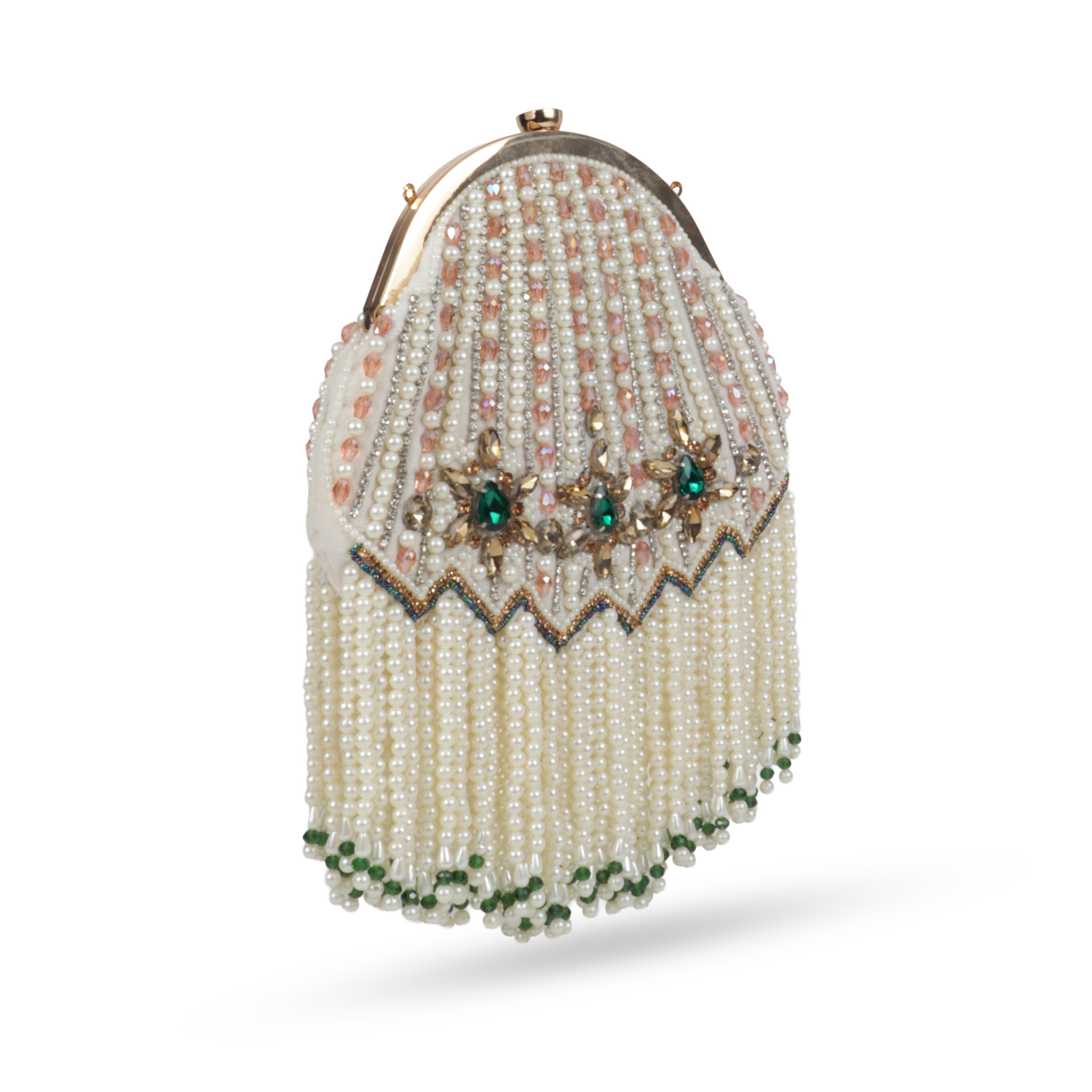 Magnolia-Luxe White Velvet Beaded Clutch Bag – Bridal & Party Wear Handbag