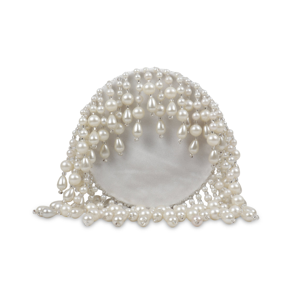 Magnolia White Velvet Embellished Women Potli