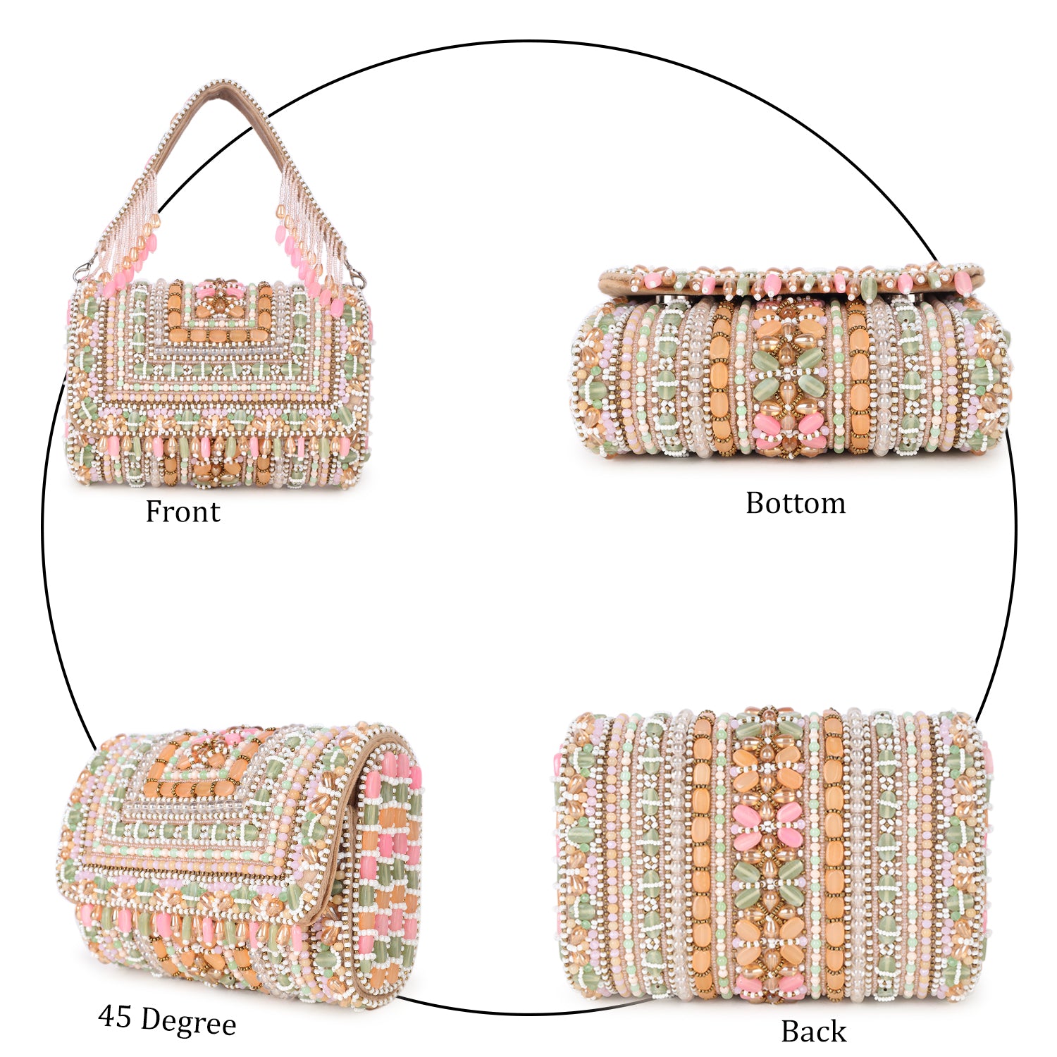 Pastel Suede Embellished Clutch