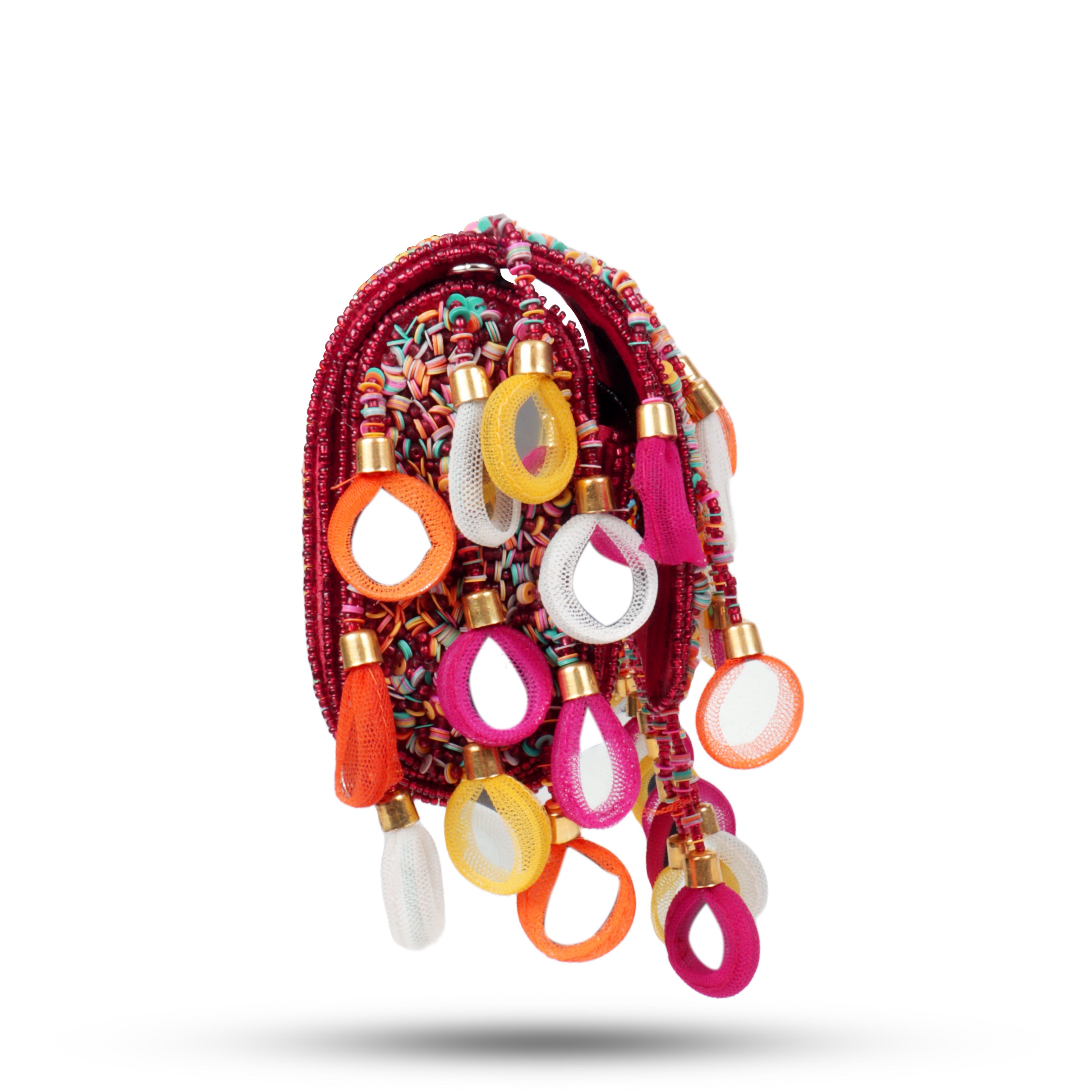 Magnolia Luxe Hot Pink Multicolor Velvet Clutch – Bridal, Festive & Party Wear