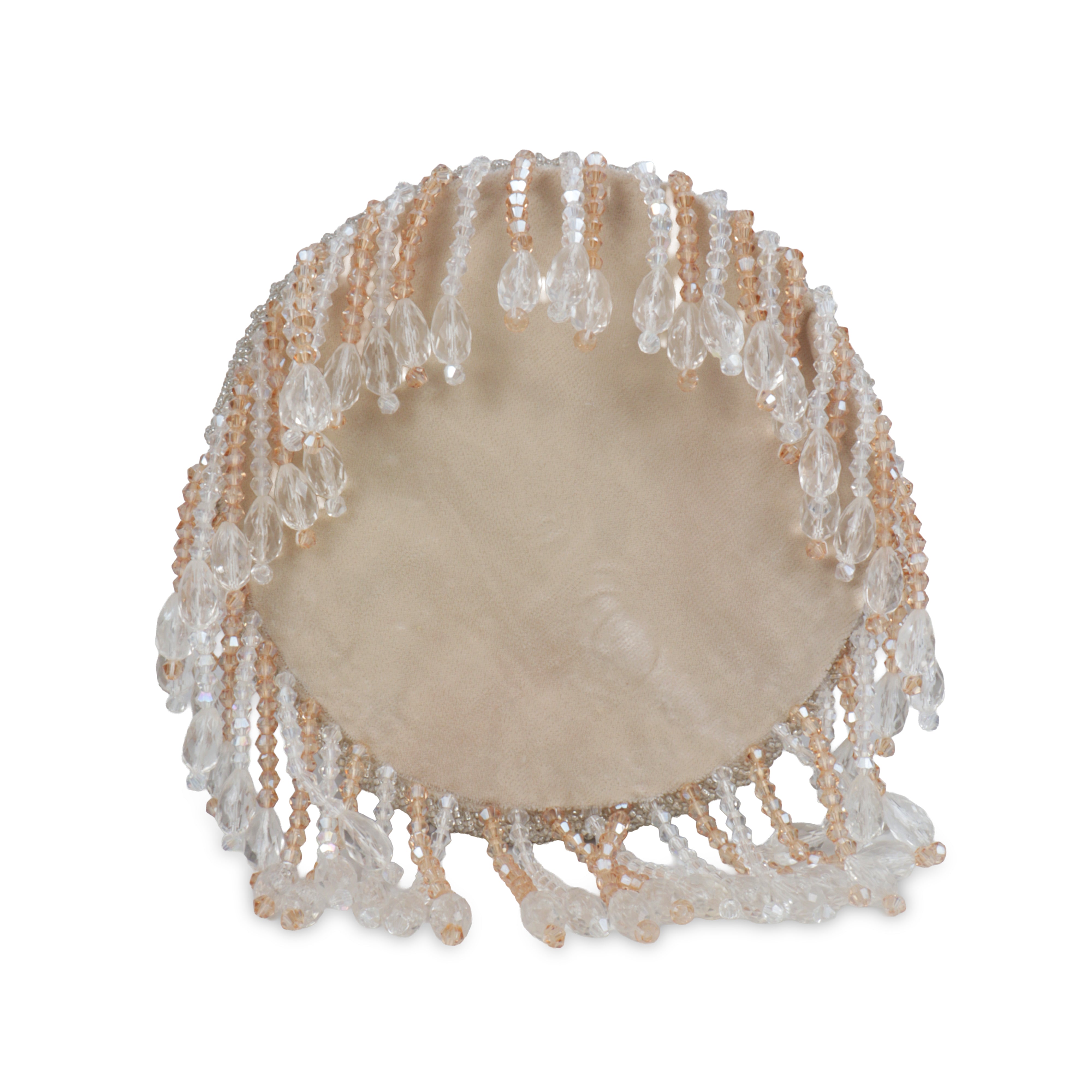 Magnolia Velvet Embroidered Potli Bag – Peach Gold with Silver Embroidery