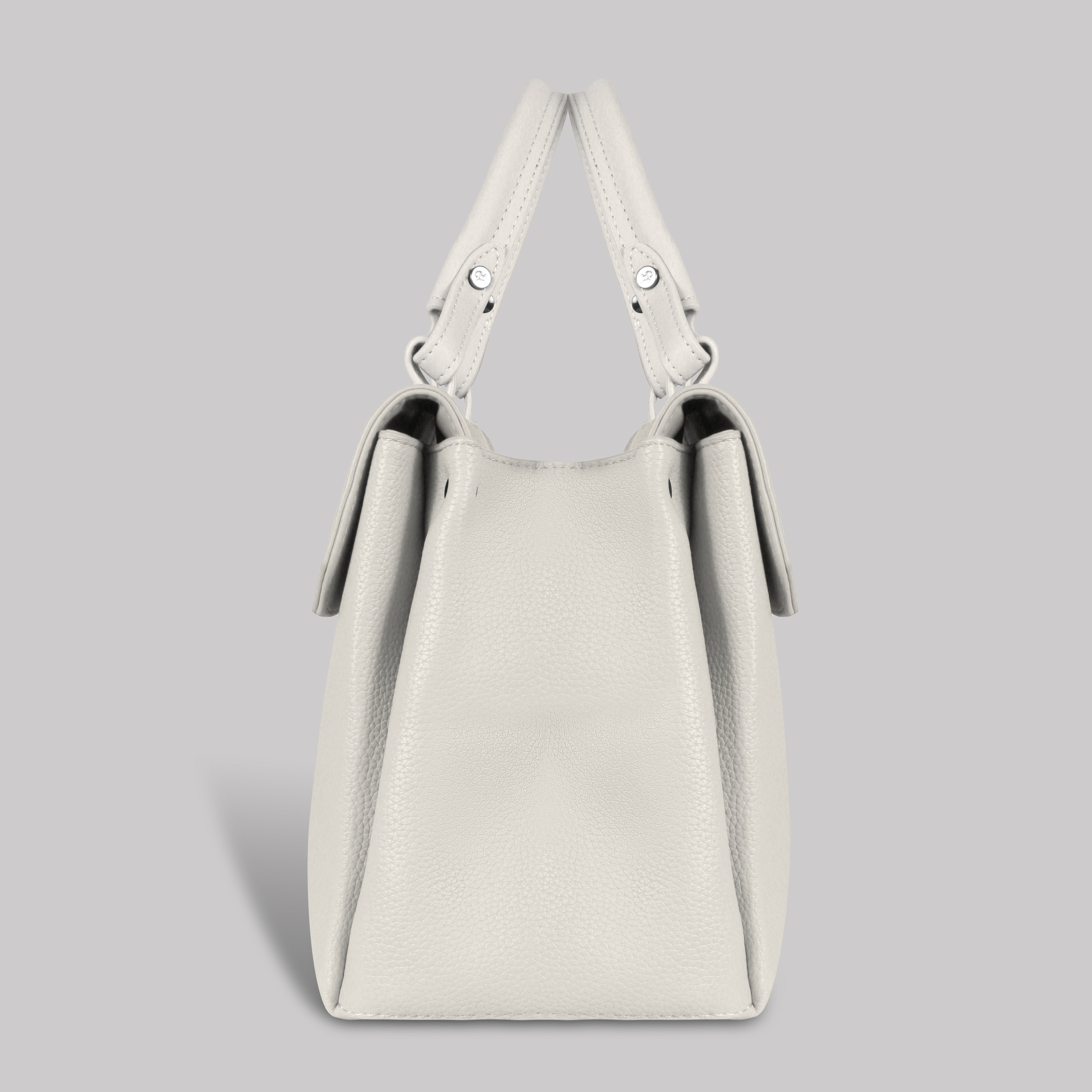 Magnolia Off-White Vegan Leather Handbag for Women | 12L Spacious Everyday & Work Bag with Long Strap